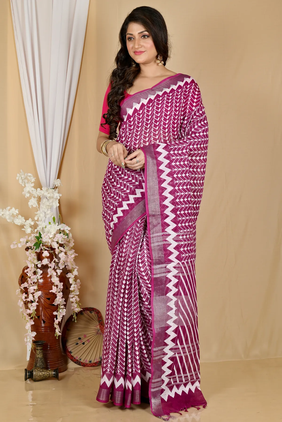 DipDiya Cotton Purple Sebai Bengal in Every Thread Batik Print Sarees