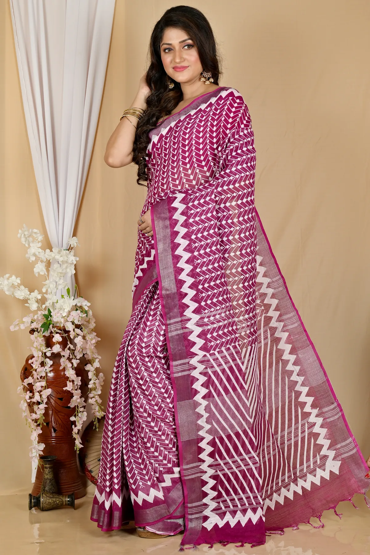 DipDiya Cotton Purple Sebai Bengal in Every Thread Batik Print Sarees
