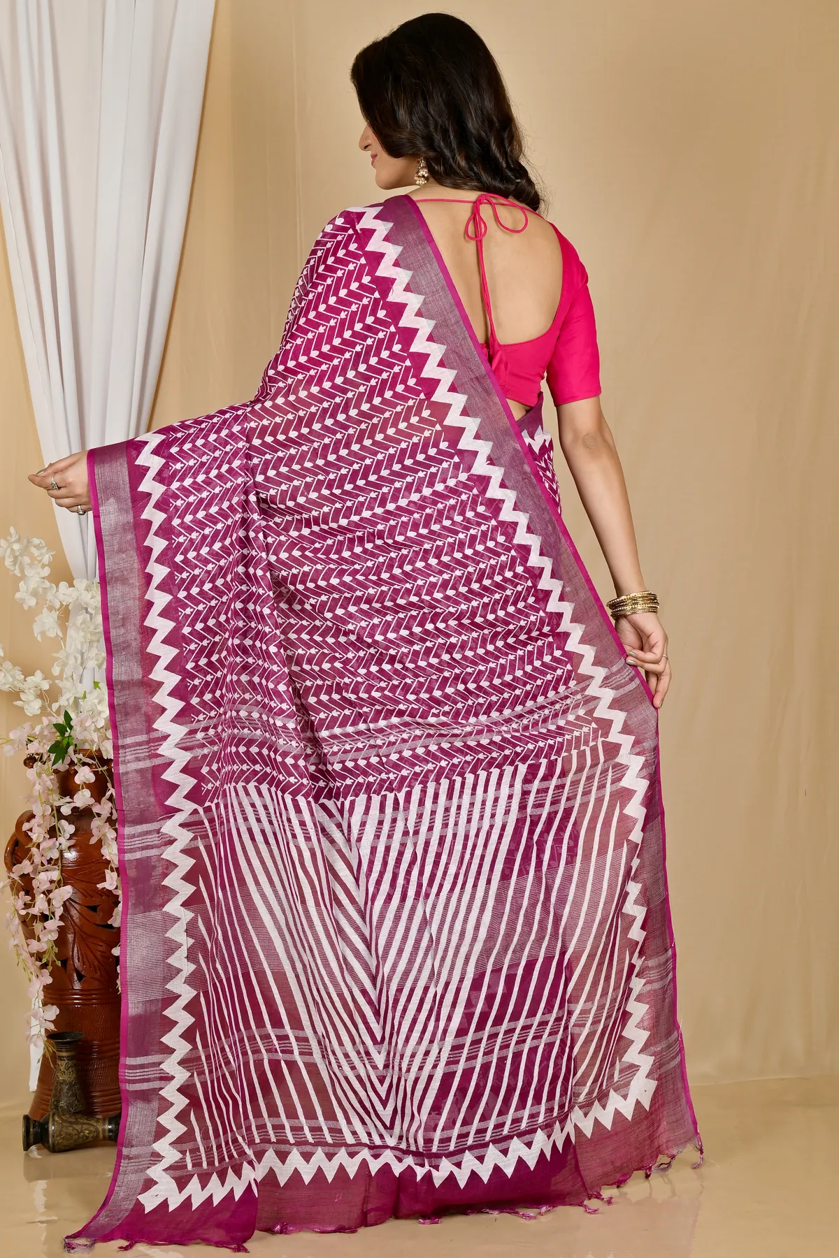 DipDiya Cotton Purple Sebai Bengal in Every Thread Batik Print Sarees