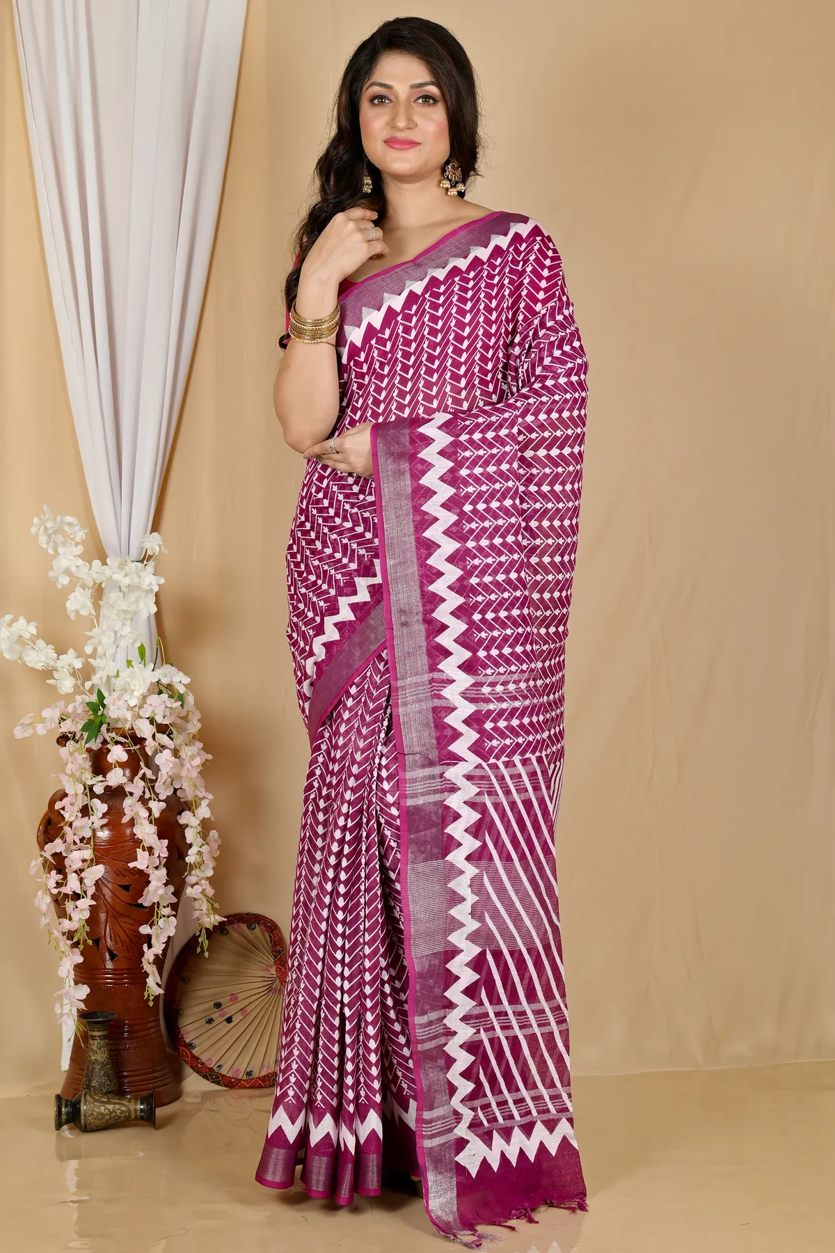 DipDiya Cotton Purple Sebai Bengal in Every Thread Batik Print Sarees