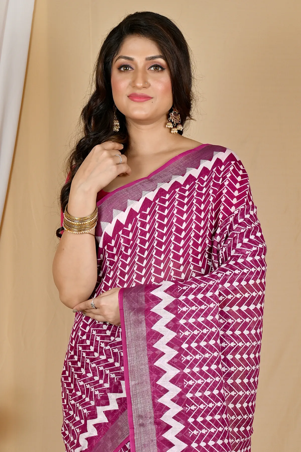 DipDiya Cotton Purple Sebai Bengal in Every Thread Batik Print Sarees