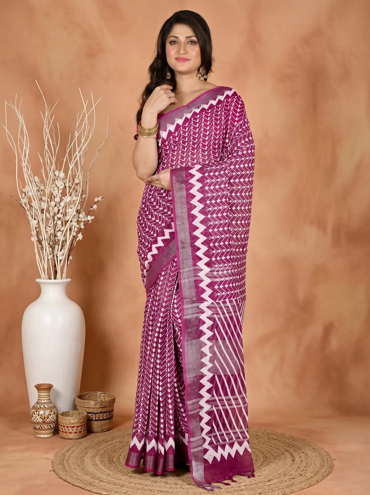 DipDiya Cotton Purple Sebai Bengal in Every Thread Batik Print Sarees