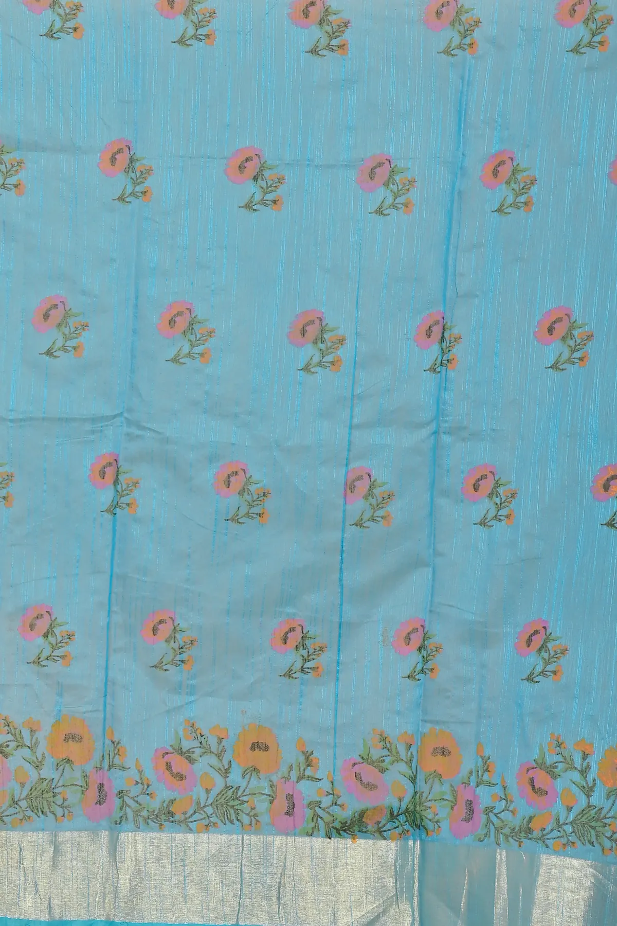 DipDiya Cotton See Blue Narme Stories of Bengal Printed Handloom Sarees