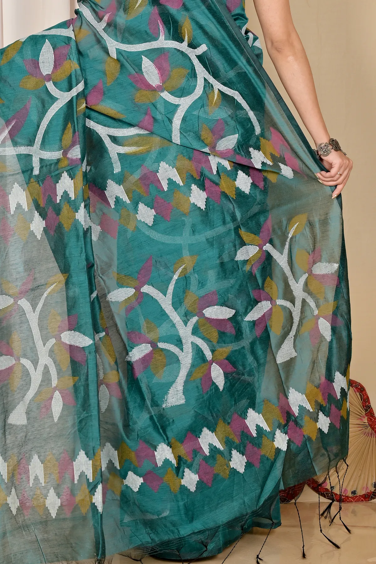 DipDiya Cotton See Green Naren Weaves with a Story Handloom Sarees