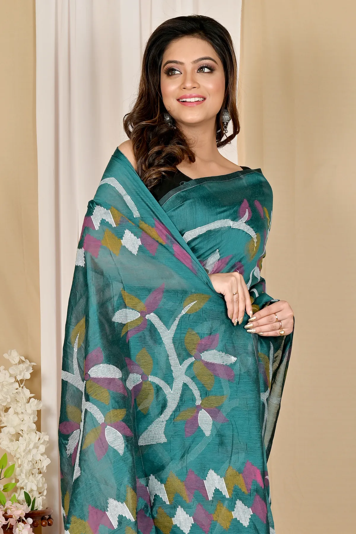 DipDiya Cotton See Green Naren Weaves with a Story Handloom Sarees