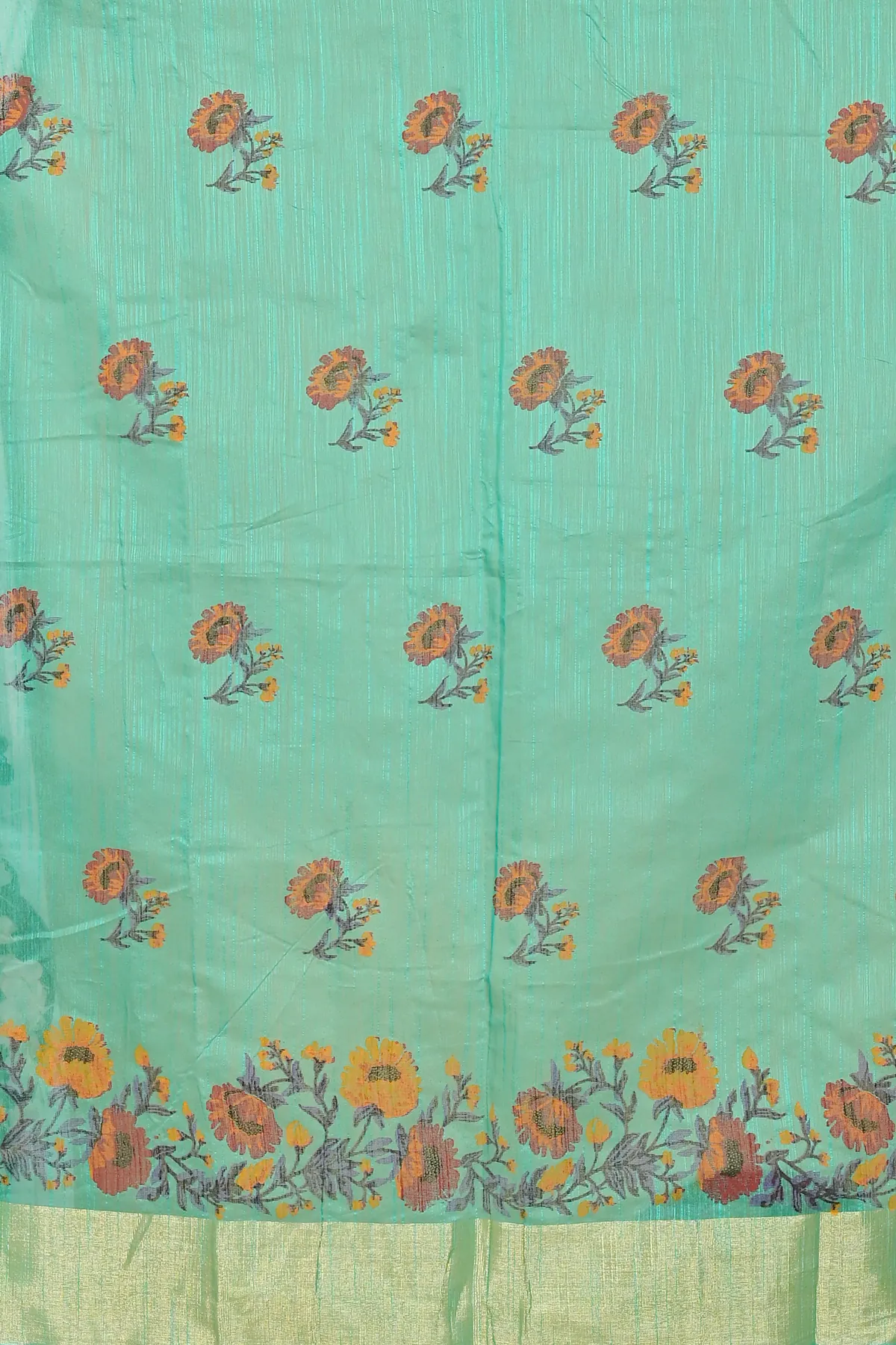 DipDiya Cotton See Green Narme Rooted in Bengal Printed Handloom Sarees