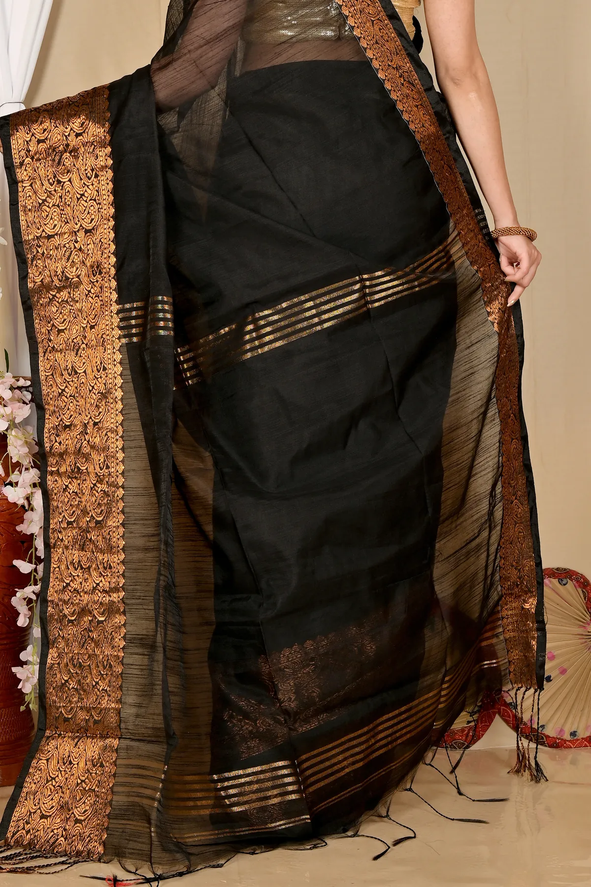 DipDiya Cotton Silk Black Asta Threads of Tradition Handloom Sarees