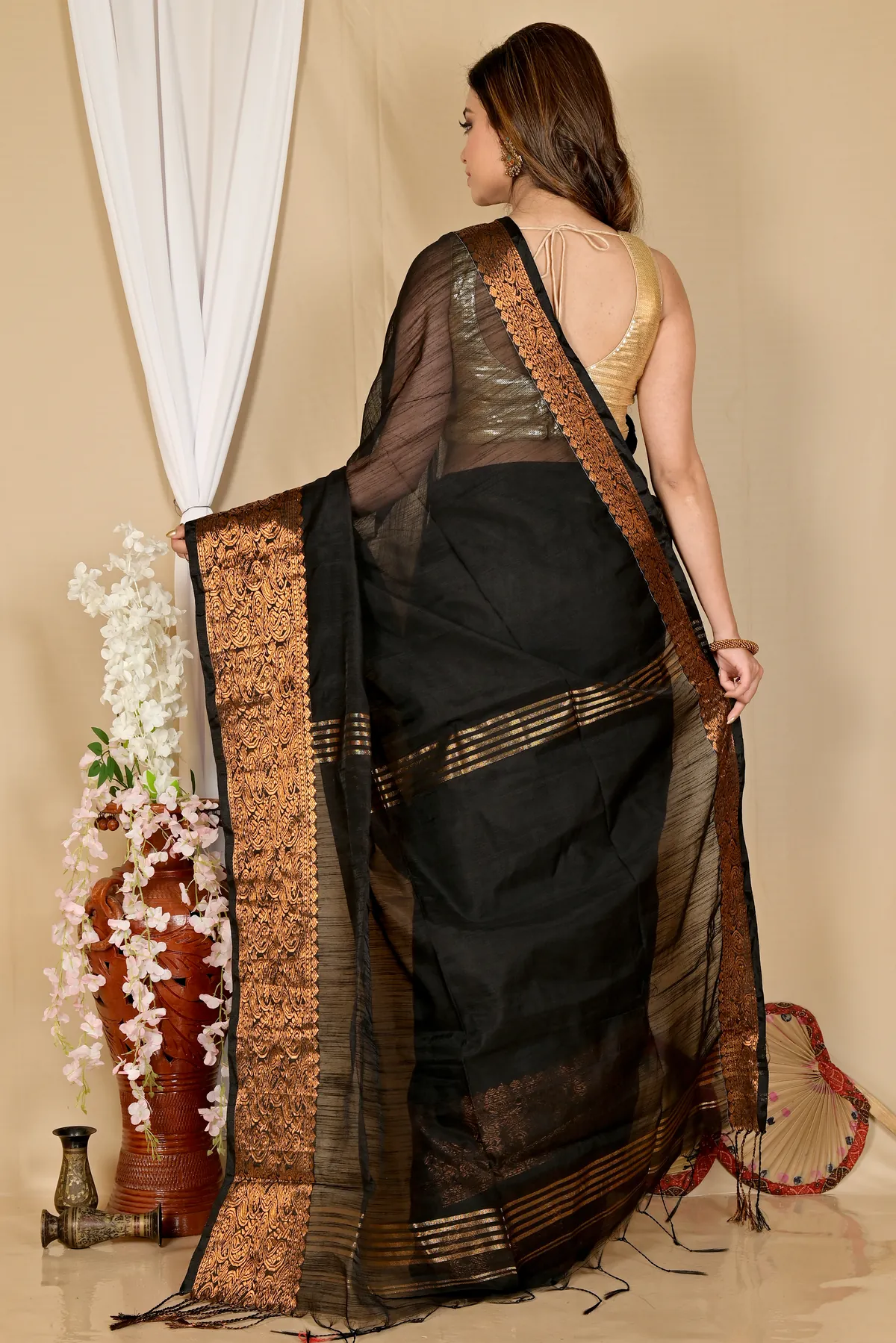 DipDiya Cotton Silk Black Asta Threads of Tradition Handloom Sarees