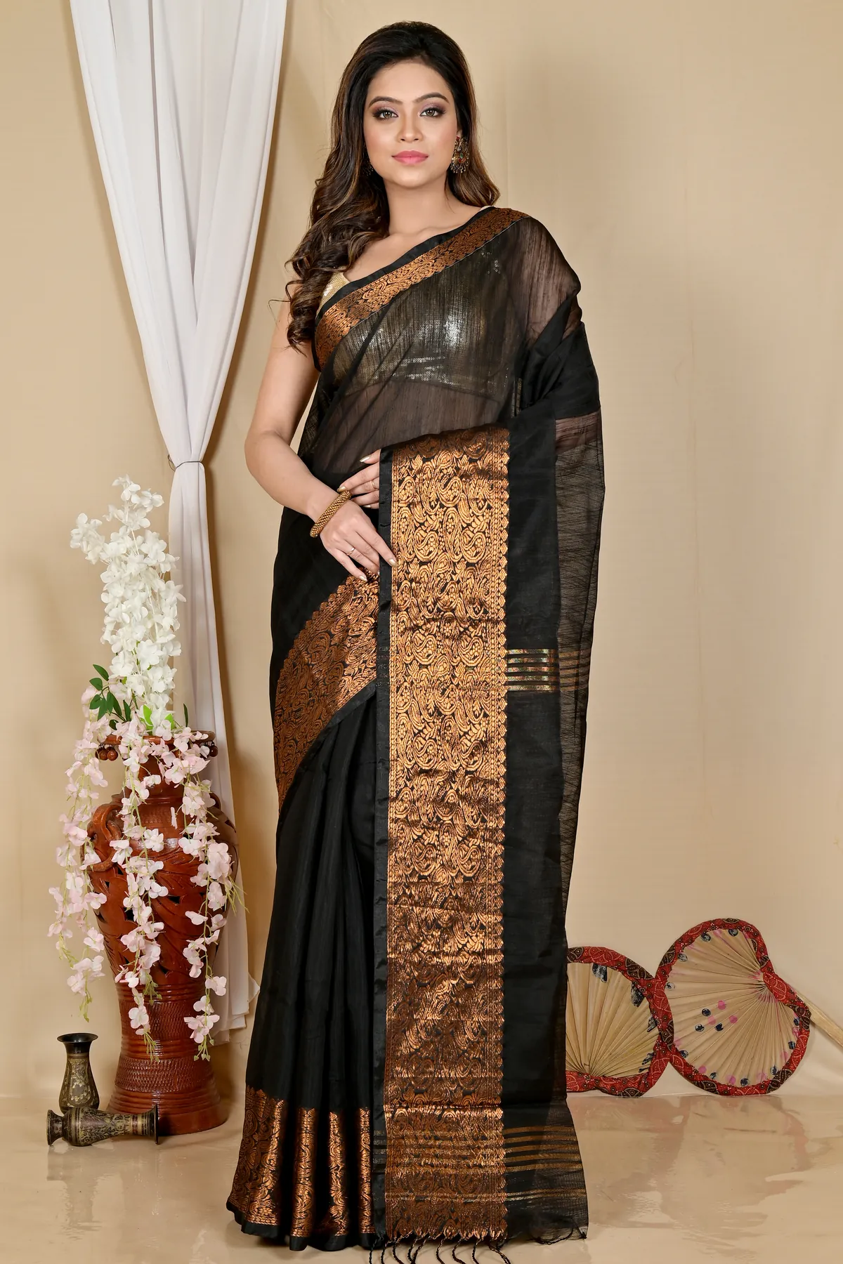DipDiya Cotton Silk Black Asta Threads of Tradition Handloom Sarees