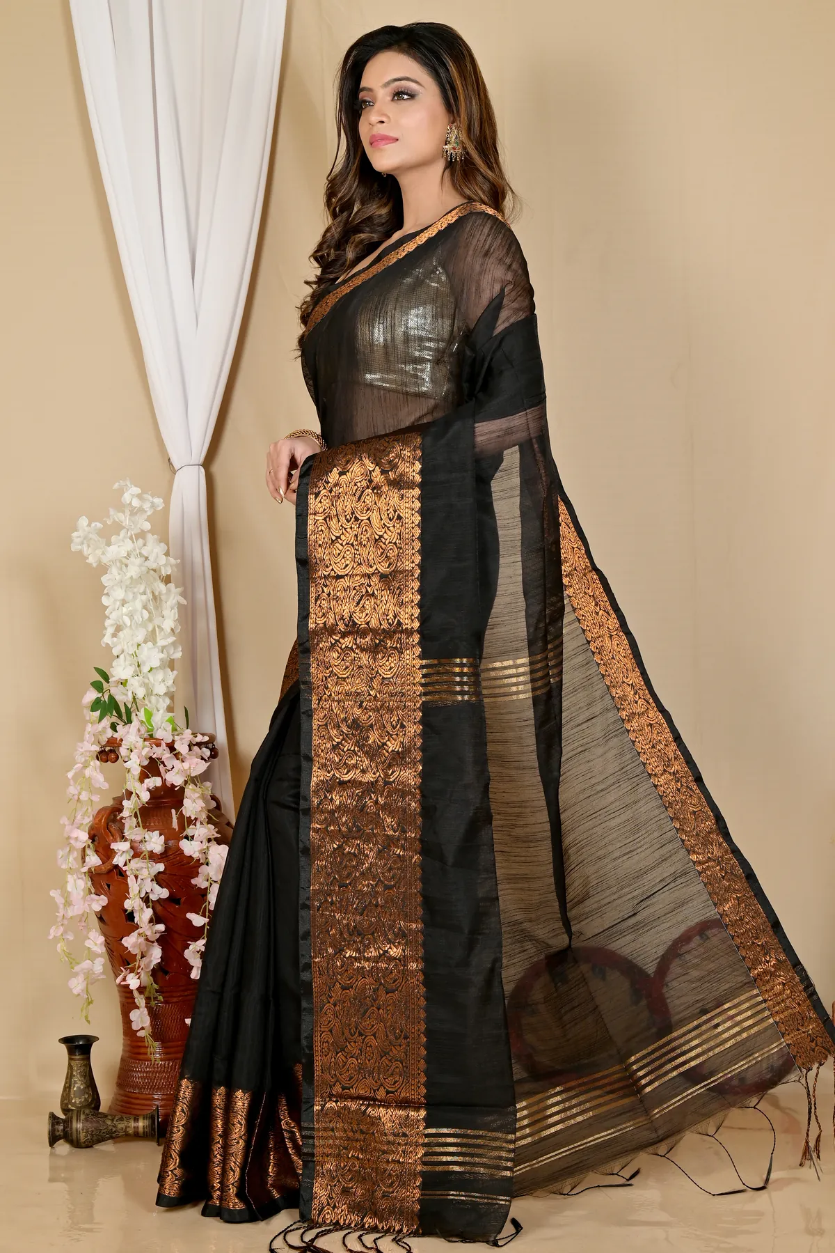 DipDiya Cotton Silk Black Asta Threads of Tradition Handloom Sarees