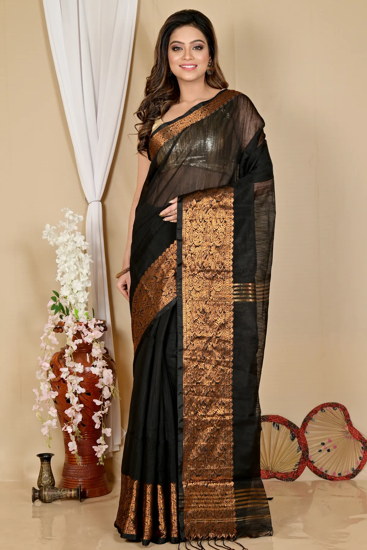 DipDiya Cotton Silk Black Asta Threads of Tradition Handloom Sarees