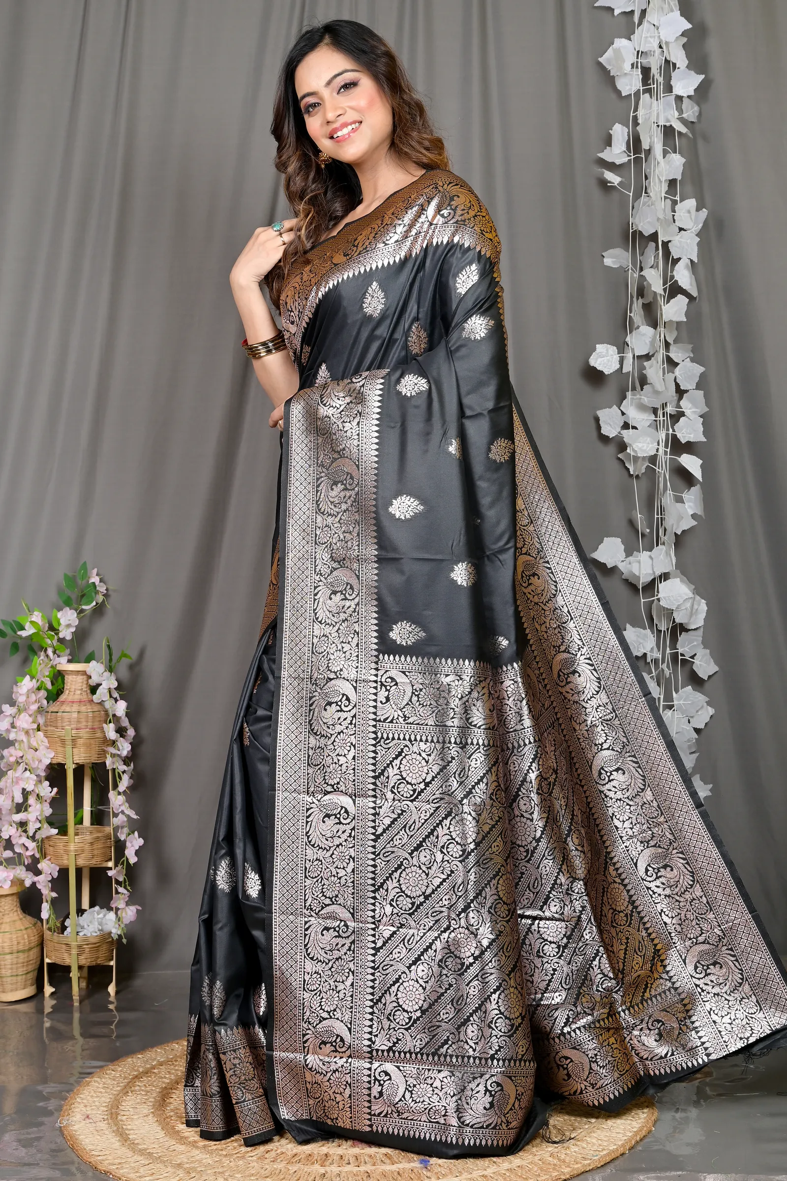 DipDiya Cotton Silk Black Paromal Tradition in Every Thread Kathan Sarees