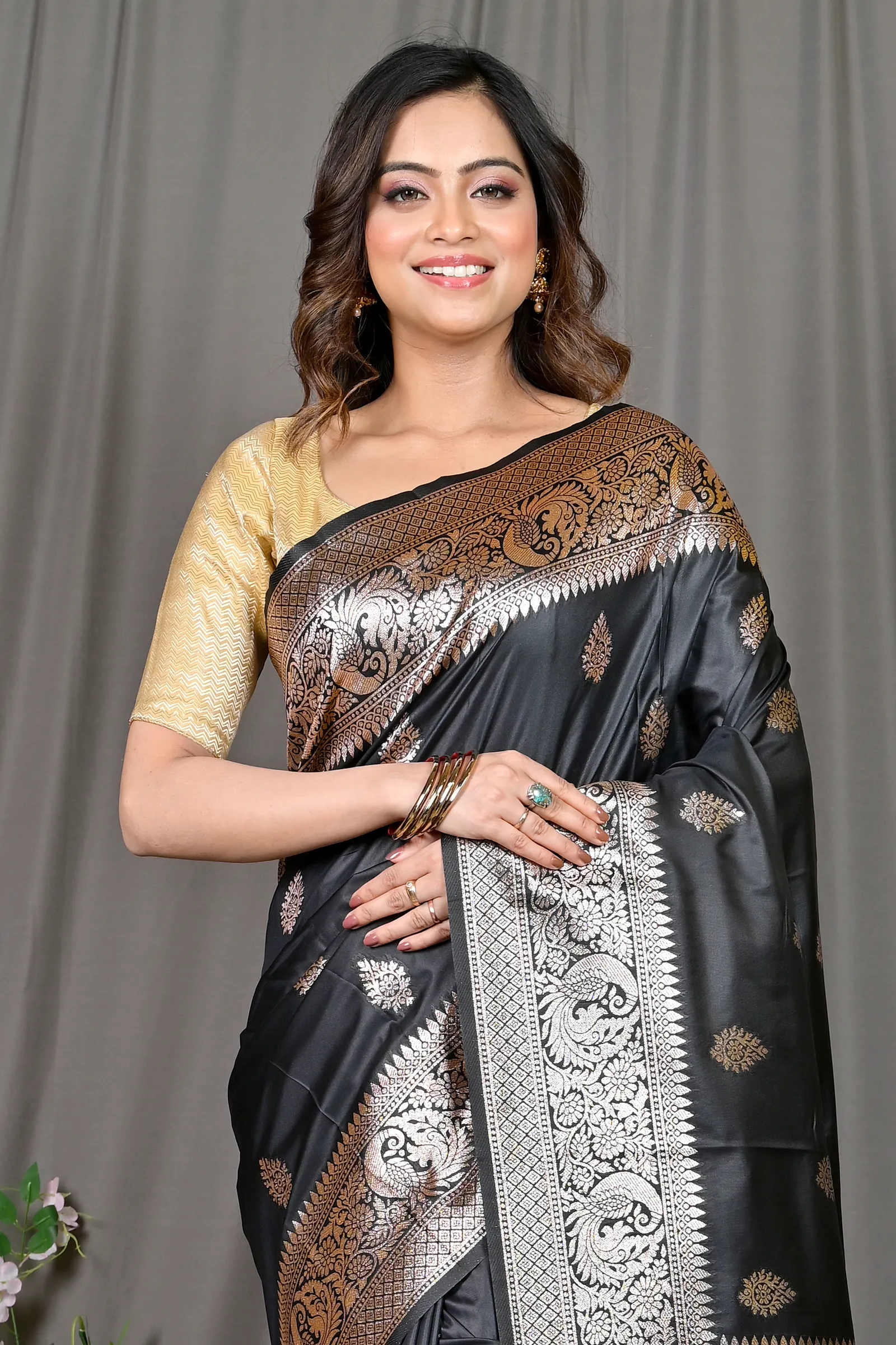 DipDiya Cotton Silk Black Paromal Tradition in Every Thread Kathan Sarees