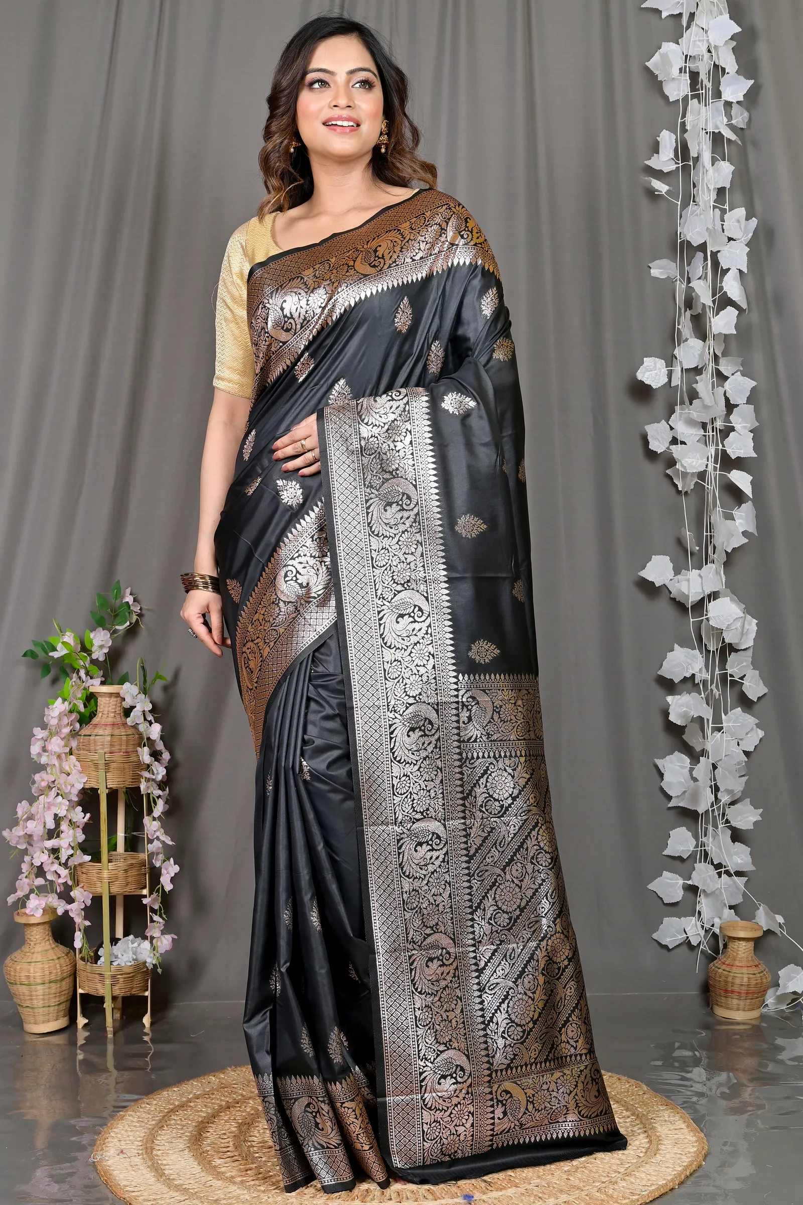 DipDiya Cotton Silk Black Paromal Tradition in Every Thread Kathan Sarees
