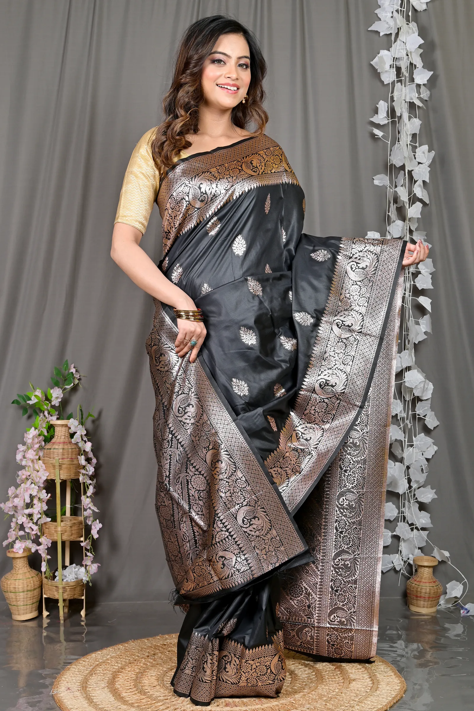 DipDiya Cotton Silk Black Paromal Tradition in Every Thread Kathan Sarees