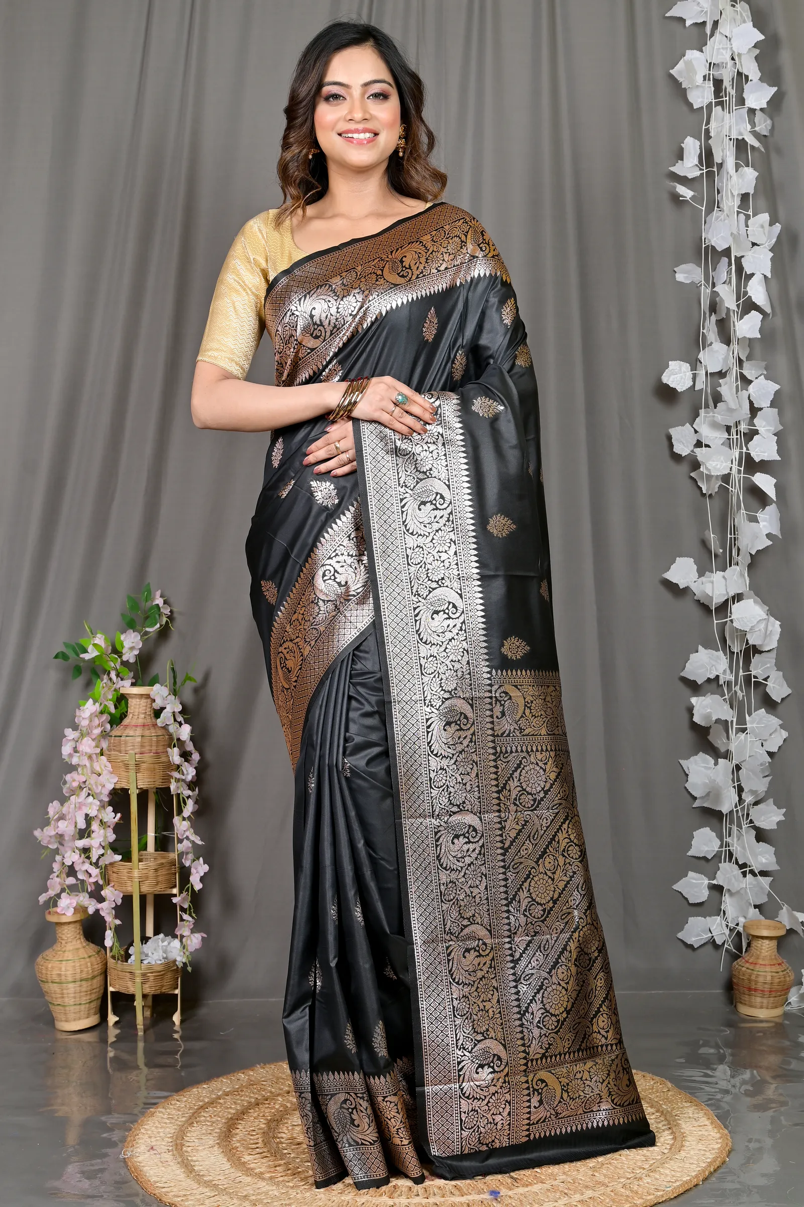 DipDiya Cotton Silk Black Paromal Tradition in Every Thread Kathan Sarees