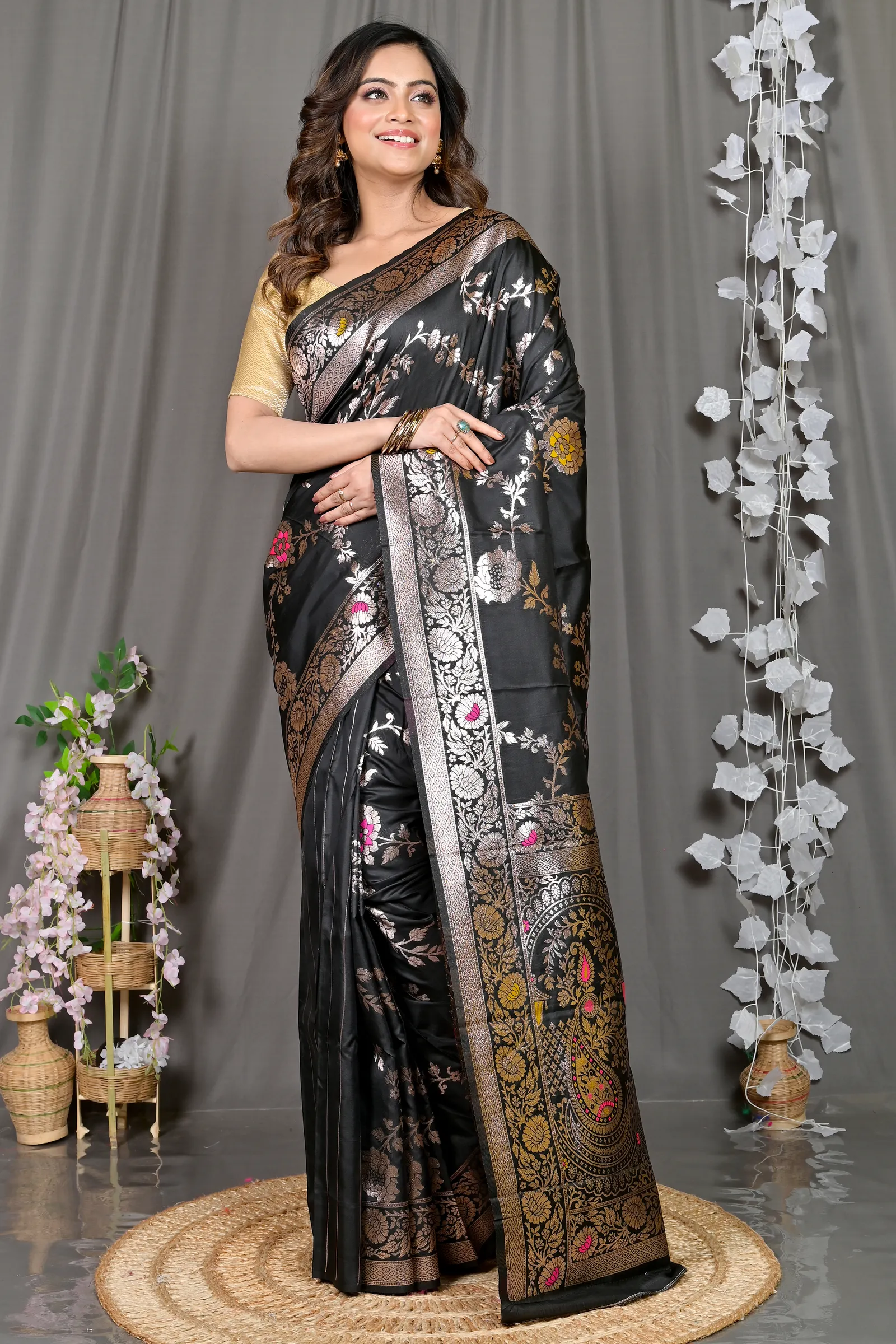 DipDiya Cotton Silk Black Parosha Bengal in Every Thread Kathan Sarees