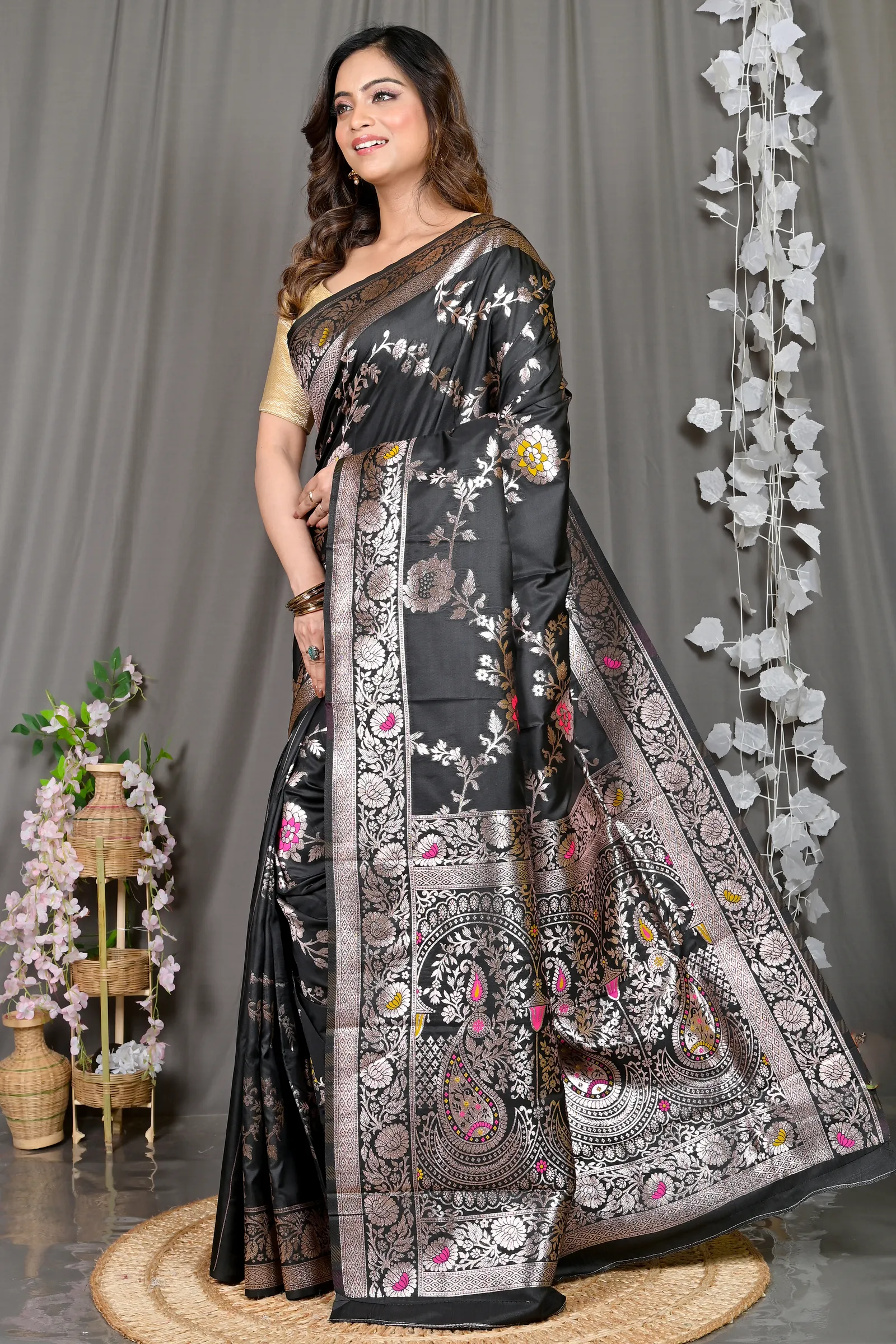 DipDiya Cotton Silk Black Parosha Bengal in Every Thread Kathan Sarees