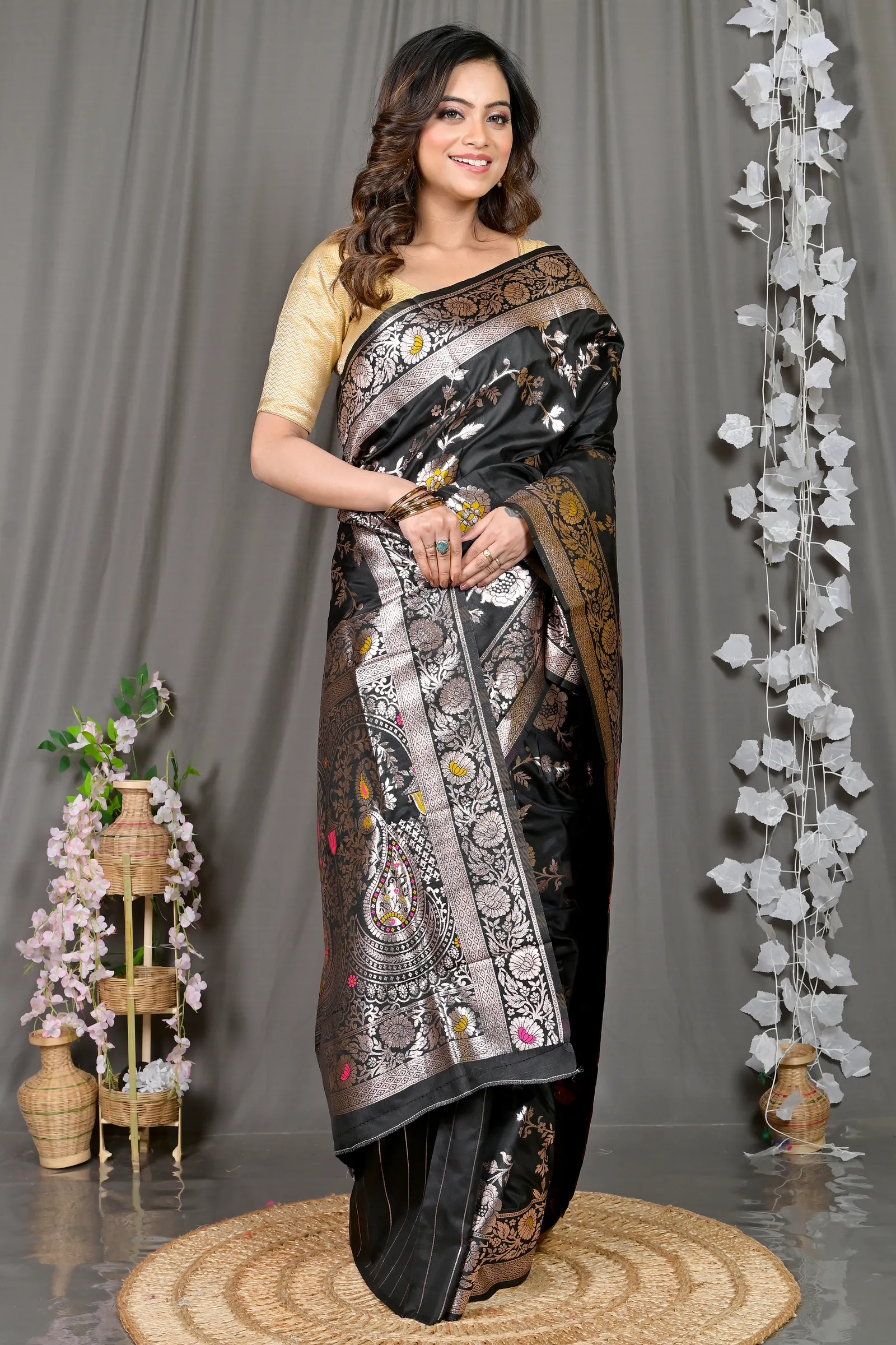 DipDiya Cotton Silk Black Parosha Bengal in Every Thread Kathan Sarees