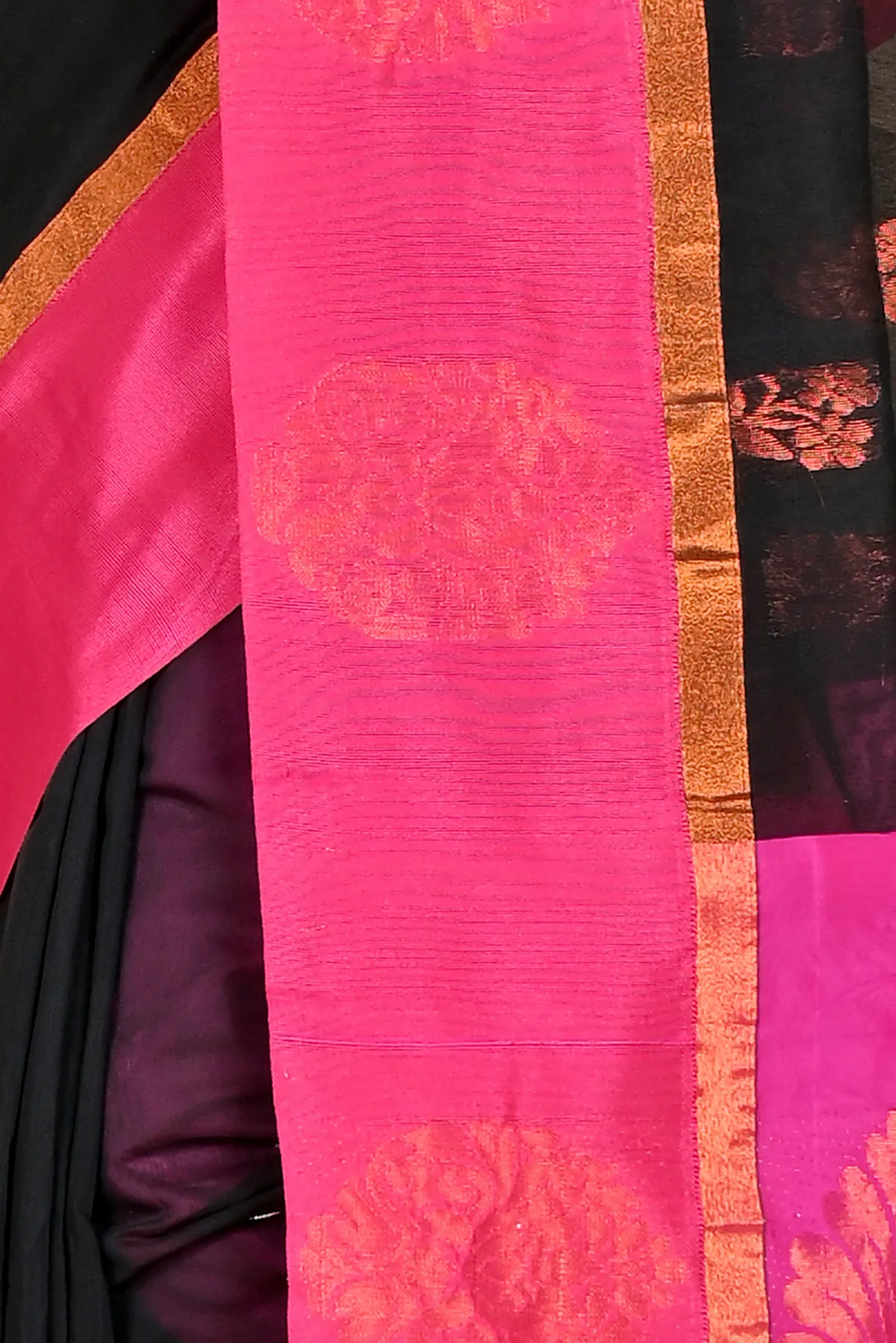 DipDiya Cotton Silk Black Purple Kakin Crafted with Soul Handloom Sarees