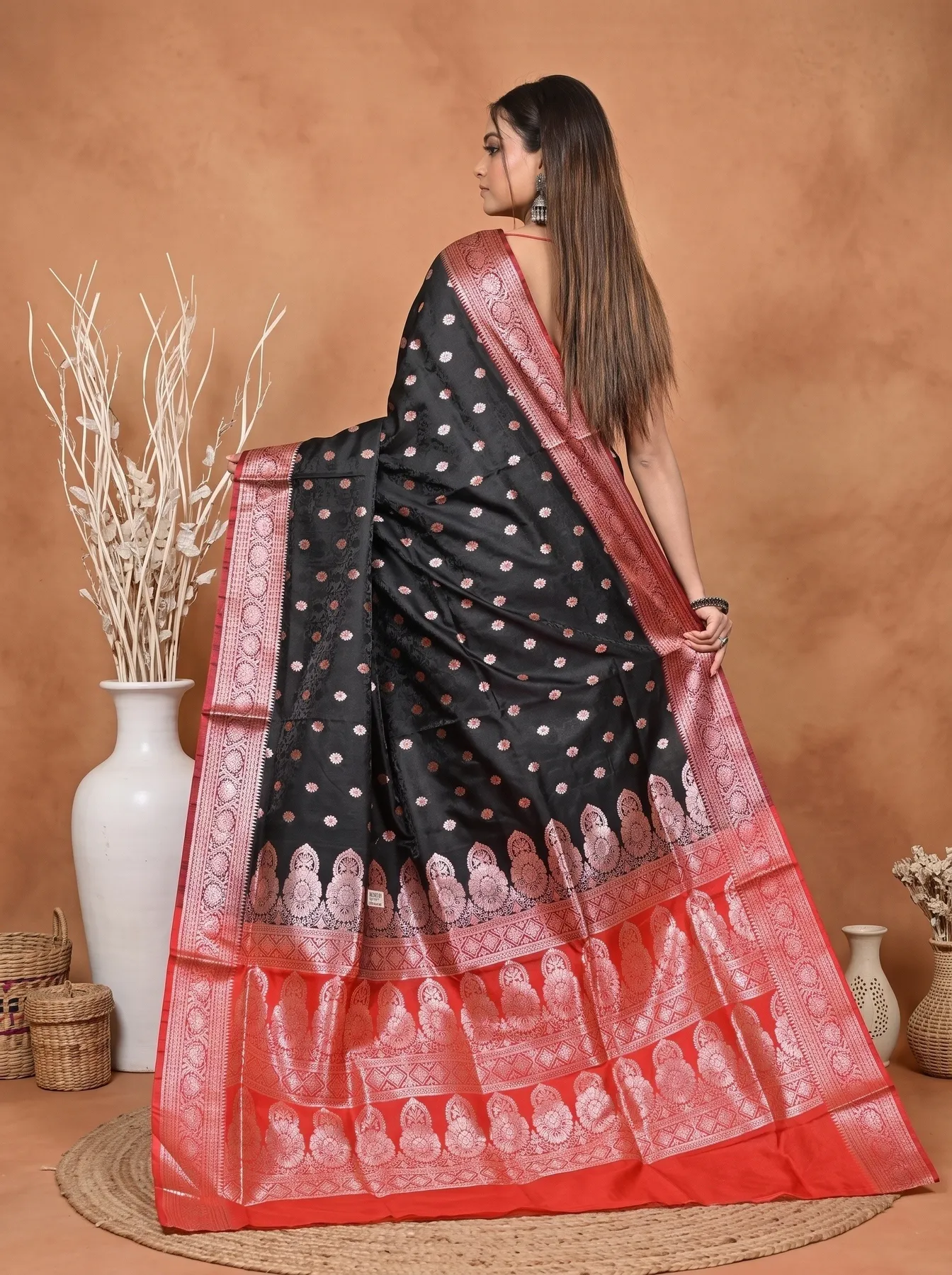 DipDiya Cotton Silk Black Red Samay Heritage of Bengali Kathan Sarees