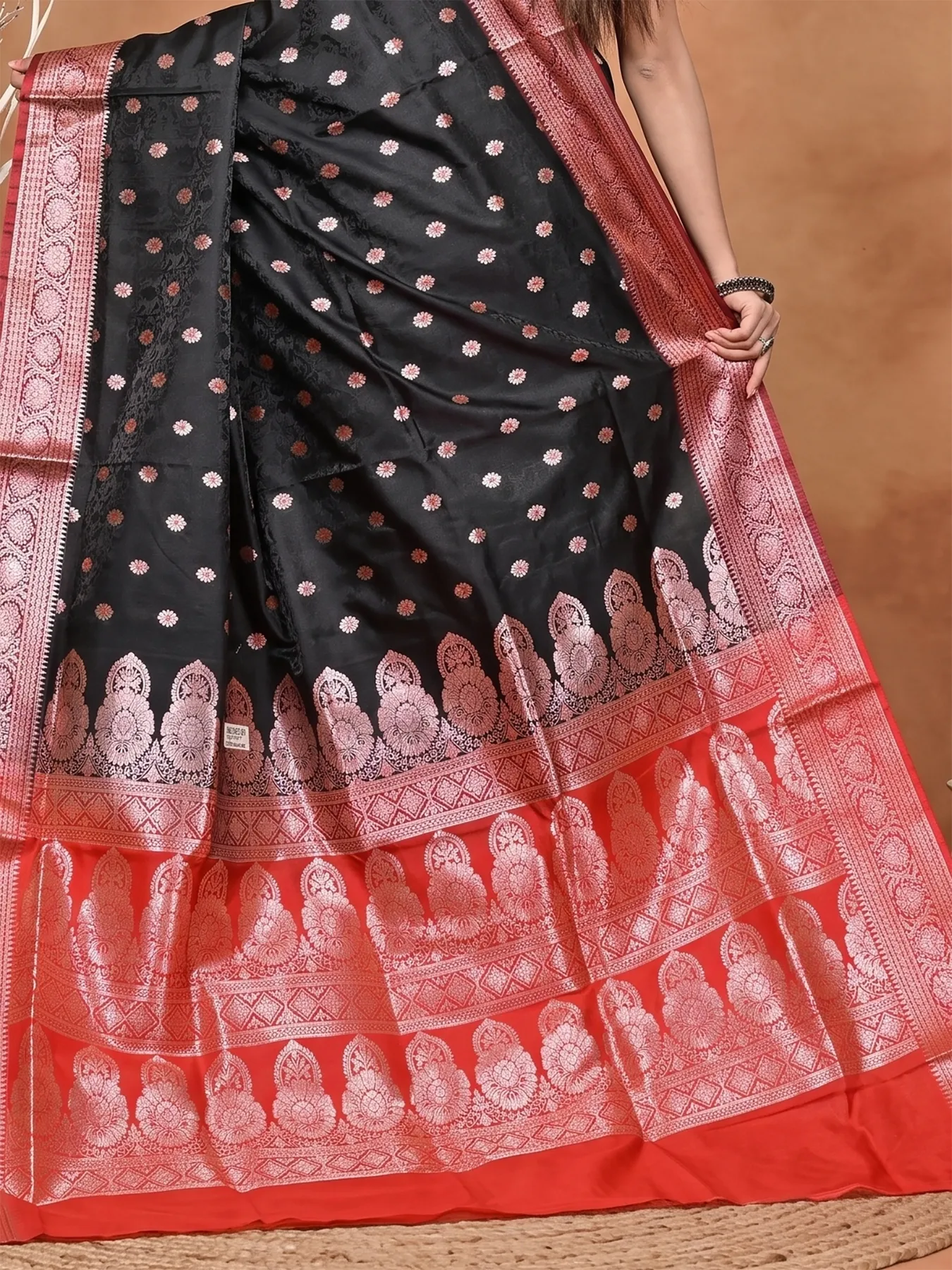 DipDiya Cotton Silk Black Red Samay Heritage of Bengali Kathan Sarees