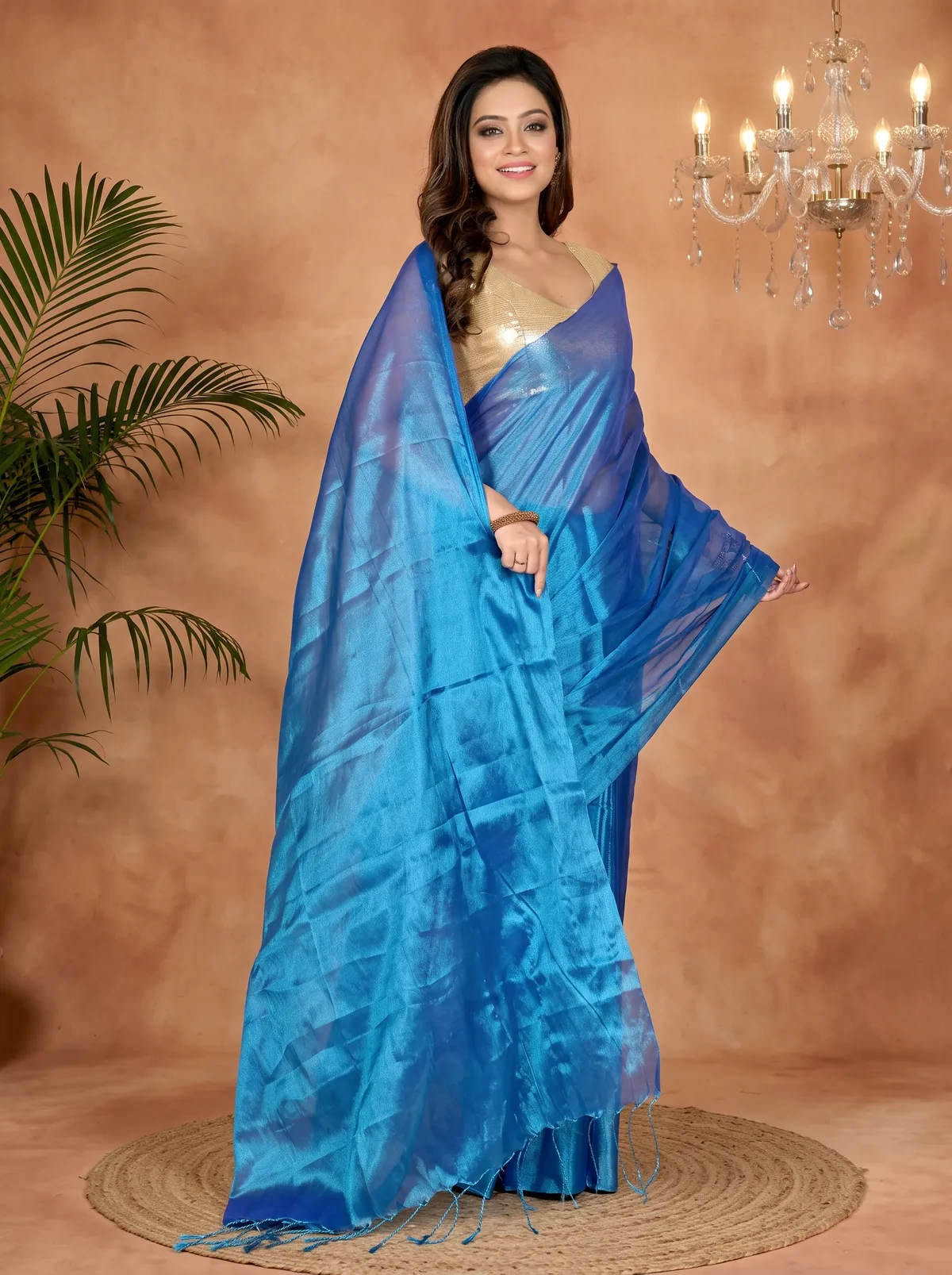 DipDiya Cotton Silk Blue Tisuka Than Heritage of Bengal Handloom Sarees