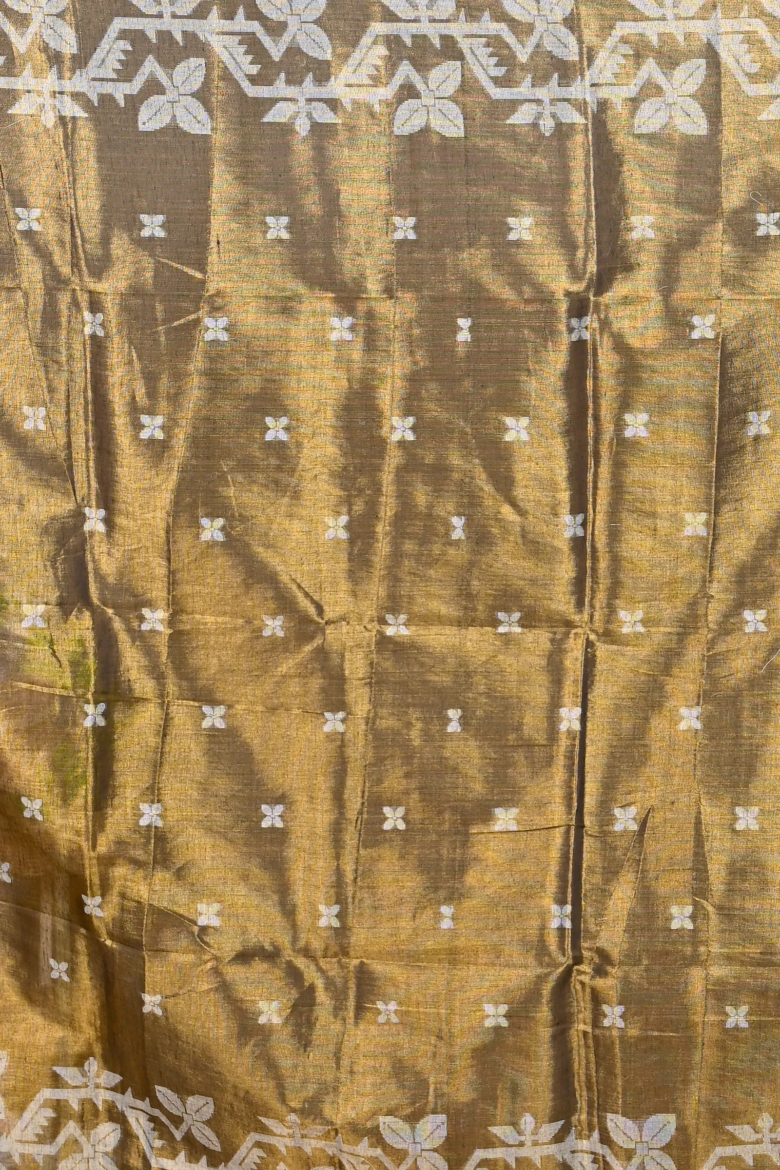 DipDiya Cotton Silk Brown Parashar Woven by Hand Tissue Jamdani Sarees