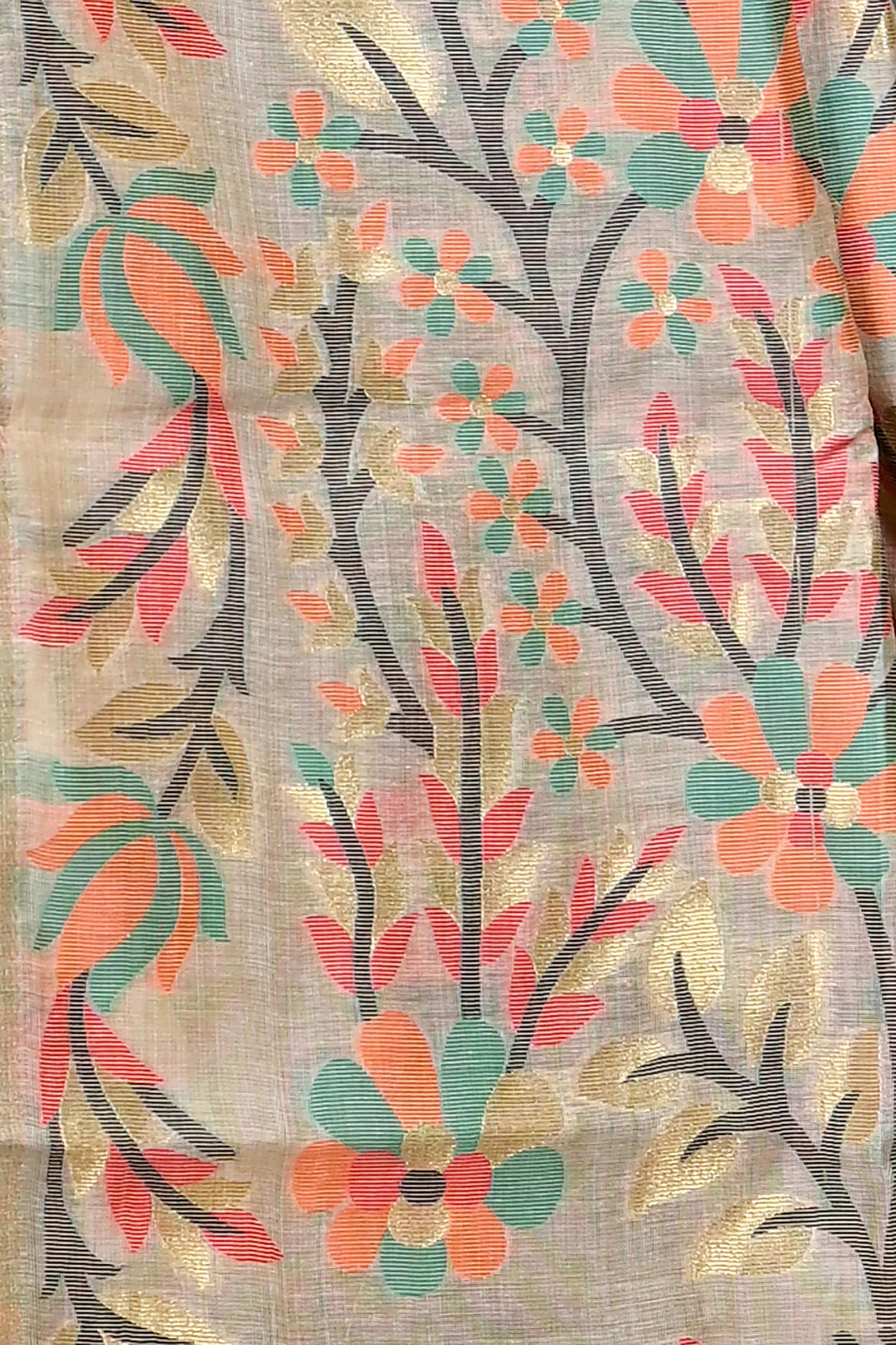 DipDiya Cotton Silk Cream Parmix Crafted in Bengal Handloom Sarees