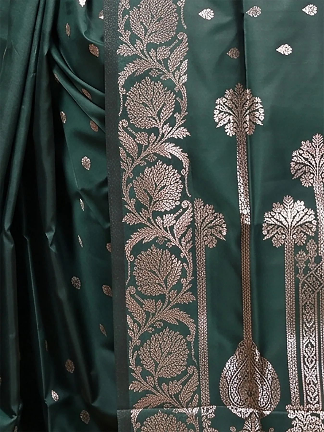 DipDiya Cotton Silk Dark Green Samina Heritage of Bengali Tanchui Sarees