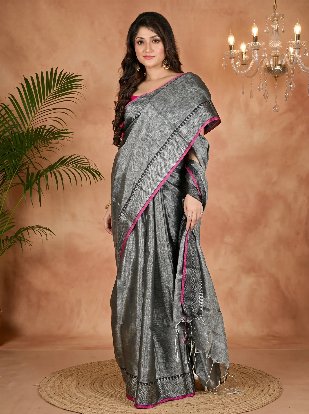 DipDiya Cotton Silk Dark Grey Tisuka Par Woven with Love Handloom Sarees