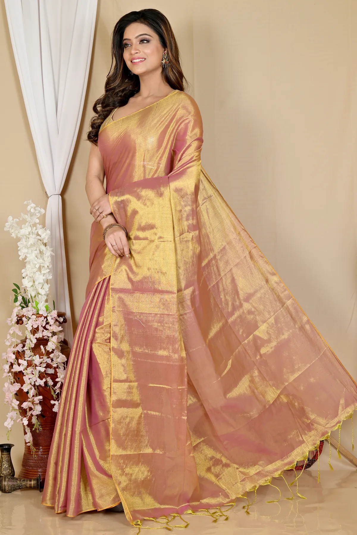 DipDiya Cotton Silk Golden Tisuka Than Heritage You Can Wear Handloom Sarees