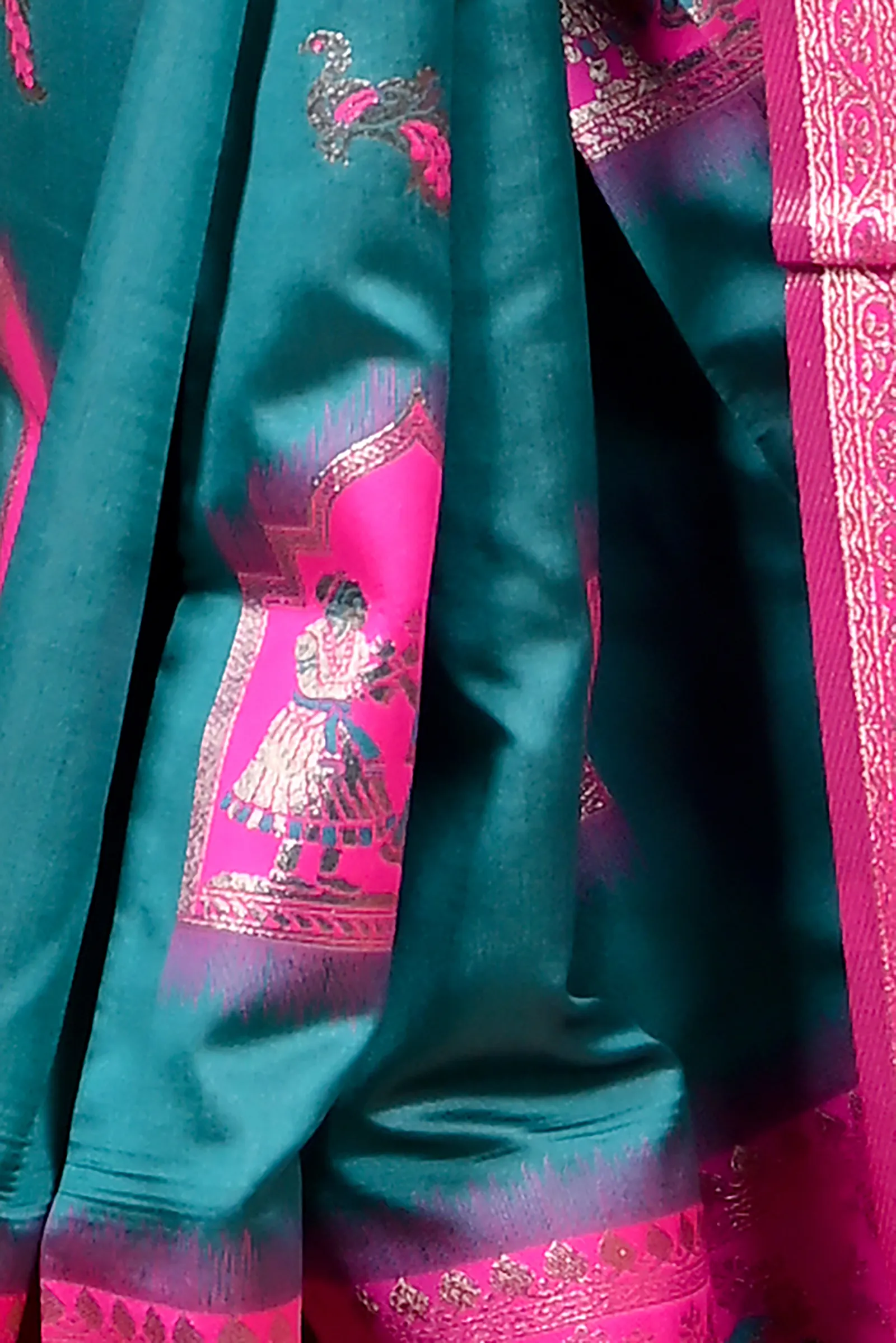 DipDiya Cotton Silk Green Pink Parza Bengal in Every Thread Baluchari Sarees