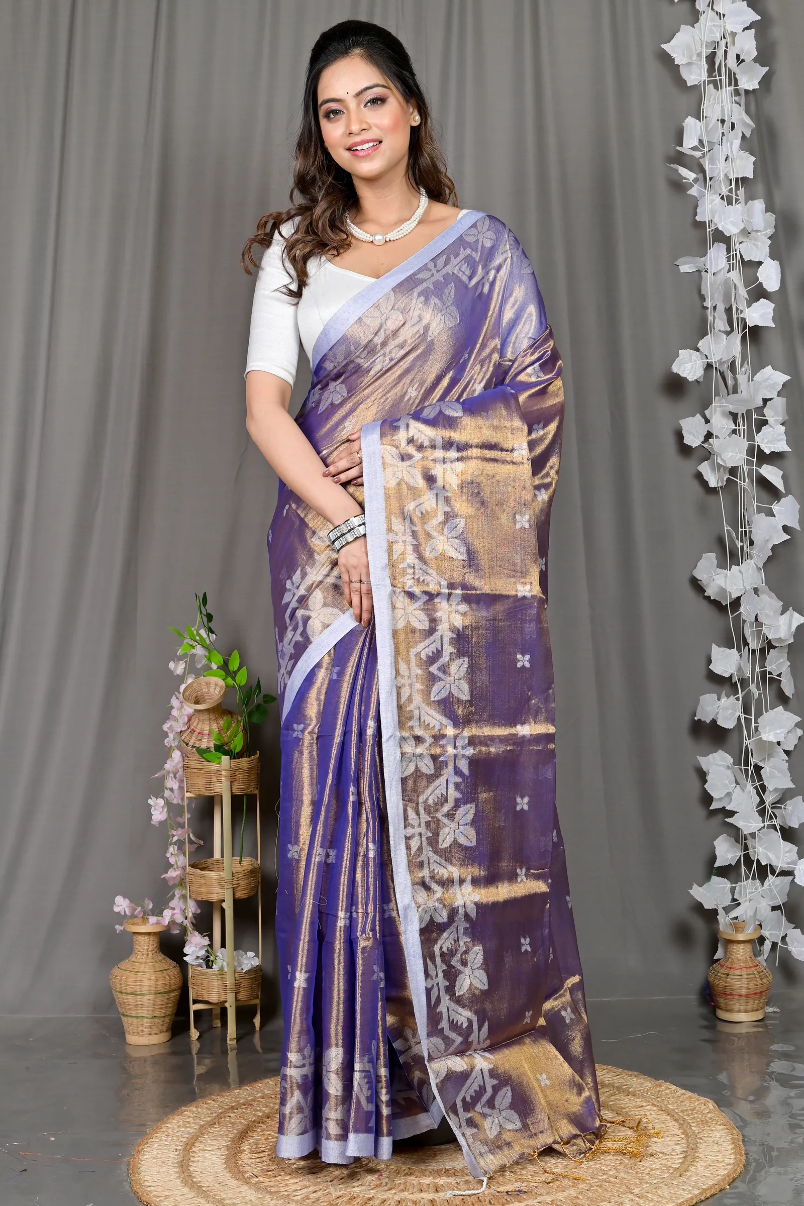 DipDiya Cotton Silk Lavender Parashar Tradition in Every Thread Tissue Jamdani Sarees