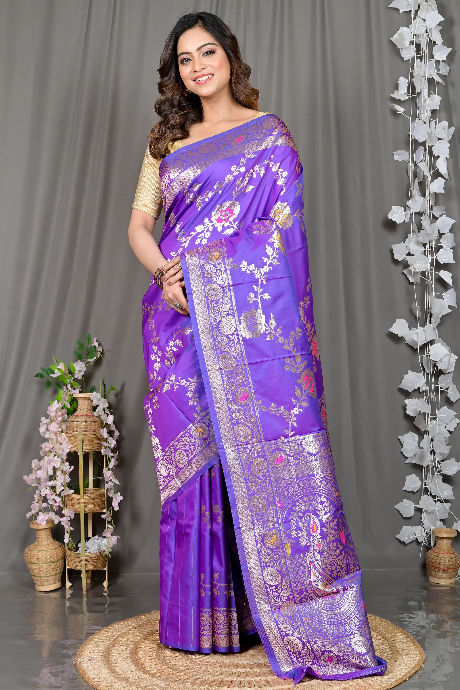DipDiya Cotton Silk Lavender Parosha Artisan Woven Kathan Sarees