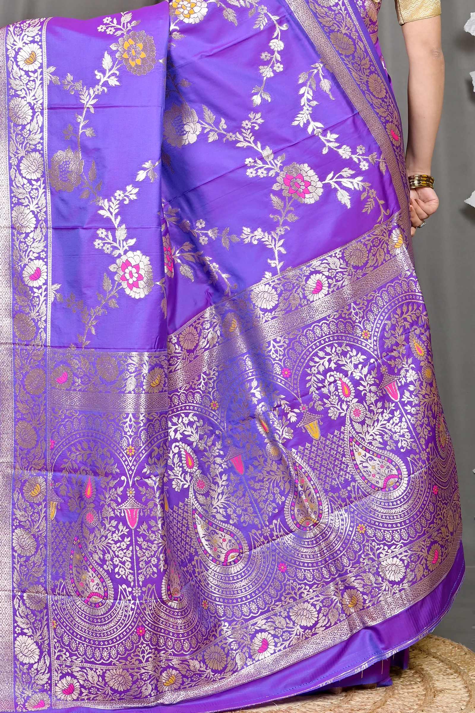 DipDiya Cotton Silk Lavender Parosha Artisan Woven Kathan Sarees