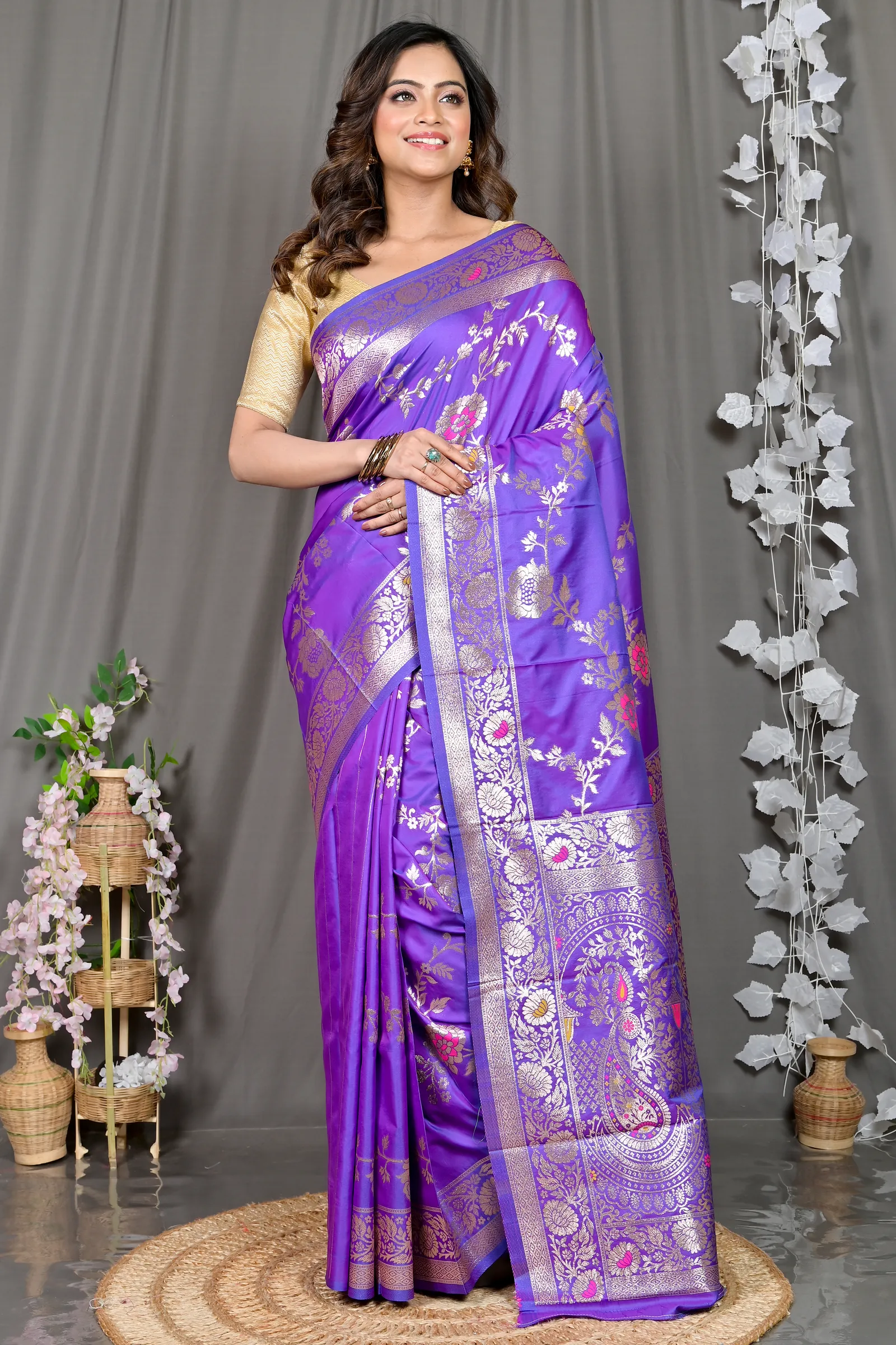DipDiya Cotton Silk Lavender Parosha Artisan Woven Kathan Sarees