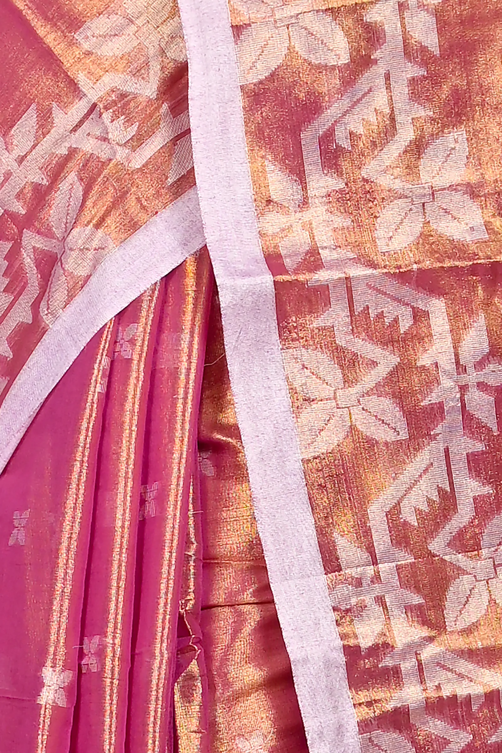 DipDiya Cotton Silk Lotus Pink Parashar Weaves with a Story Tissue Jamdani Sarees