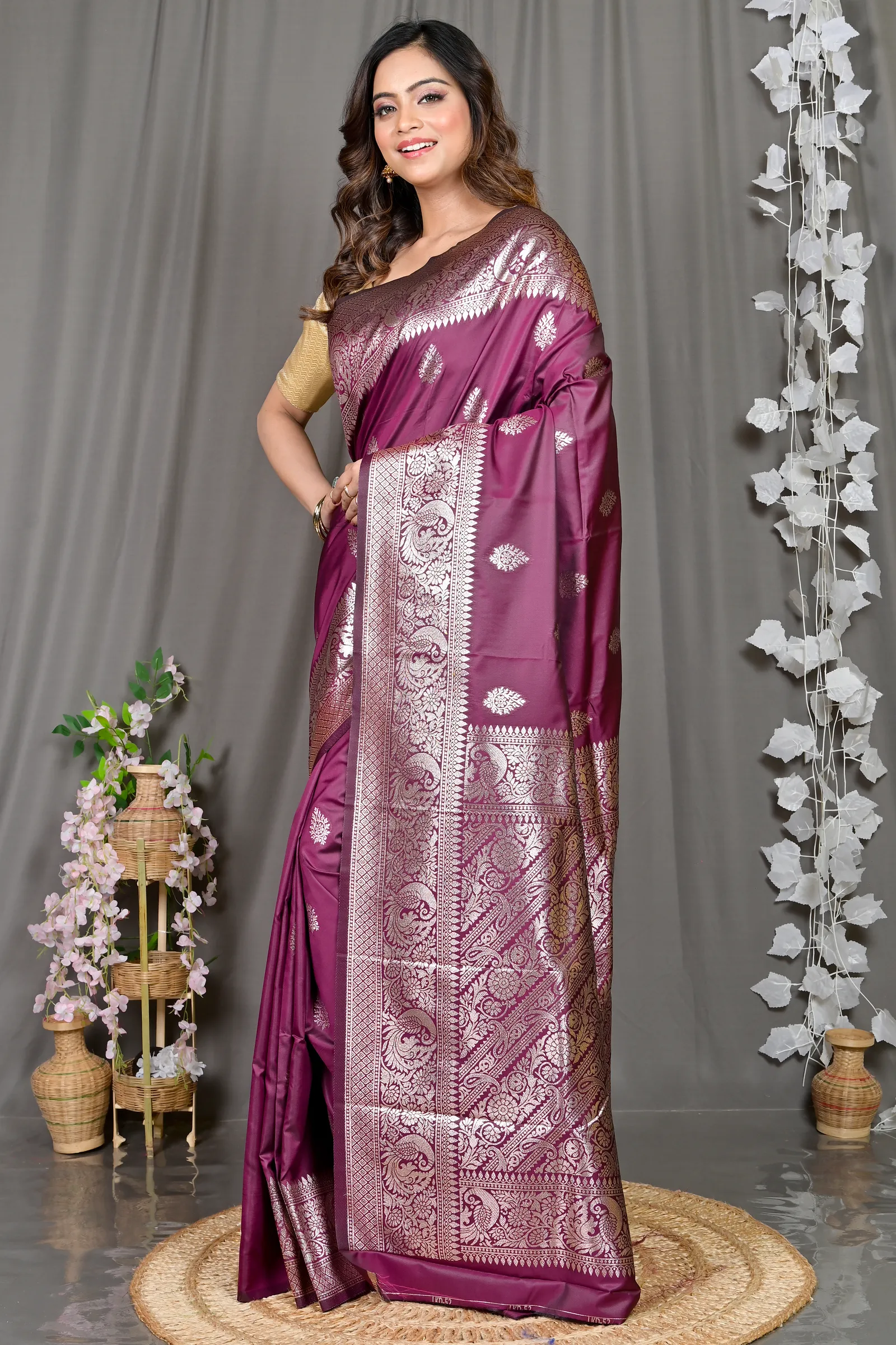 DipDiya Cotton Silk Maroon Paromal Timeless Bengal Kathan Sarees