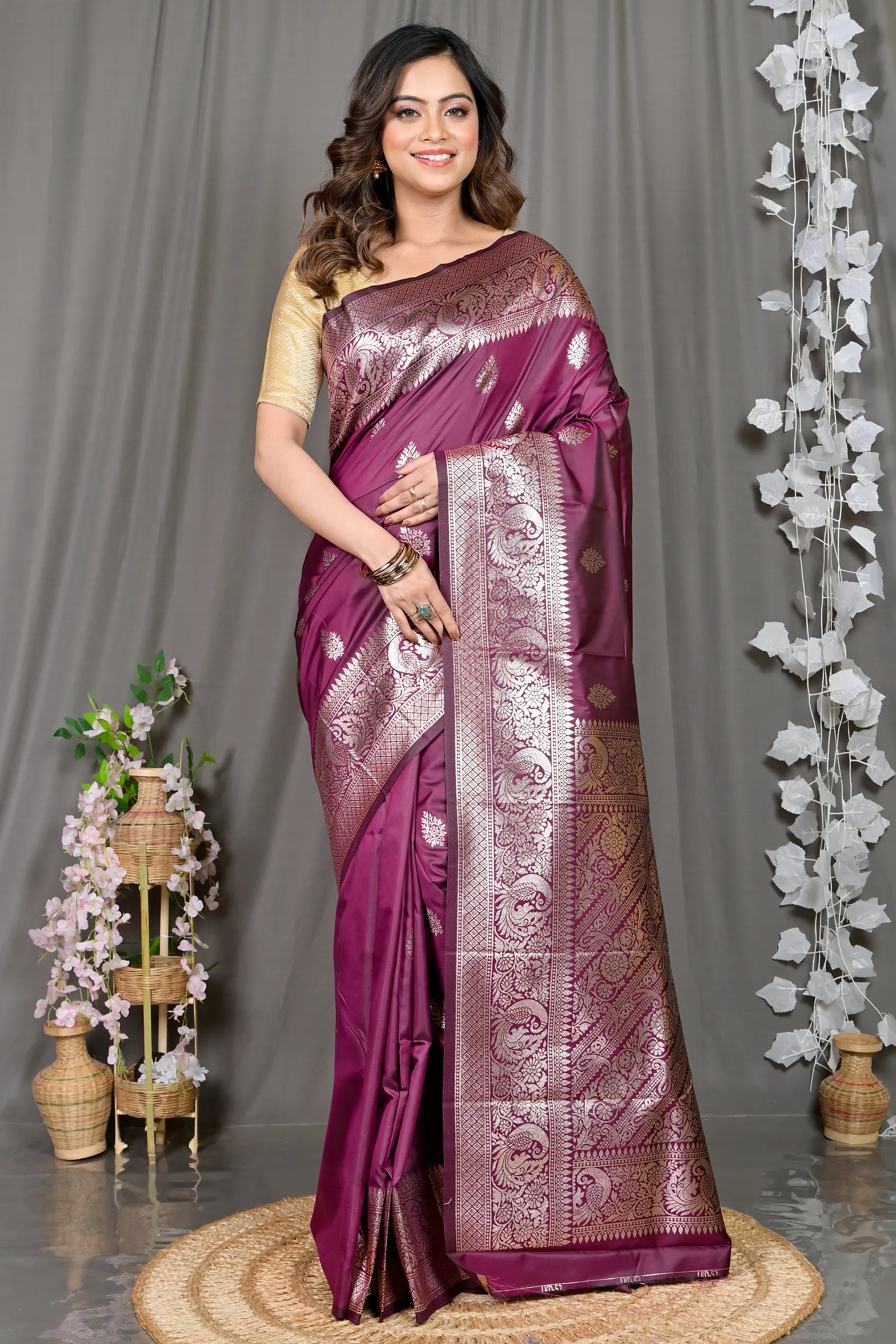 DipDiya Cotton Silk Maroon Paromal Timeless Bengal Kathan Sarees