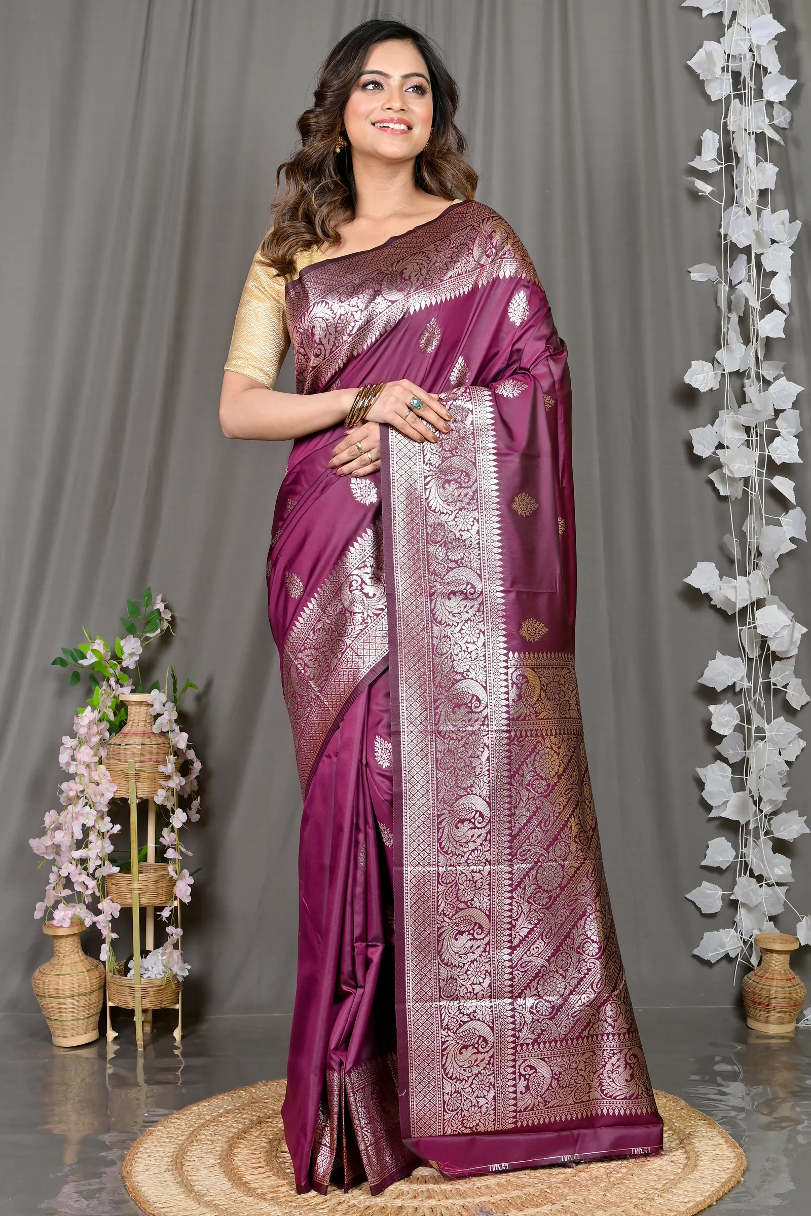 DipDiya Cotton Silk Maroon Paromal Timeless Bengal Kathan Sarees