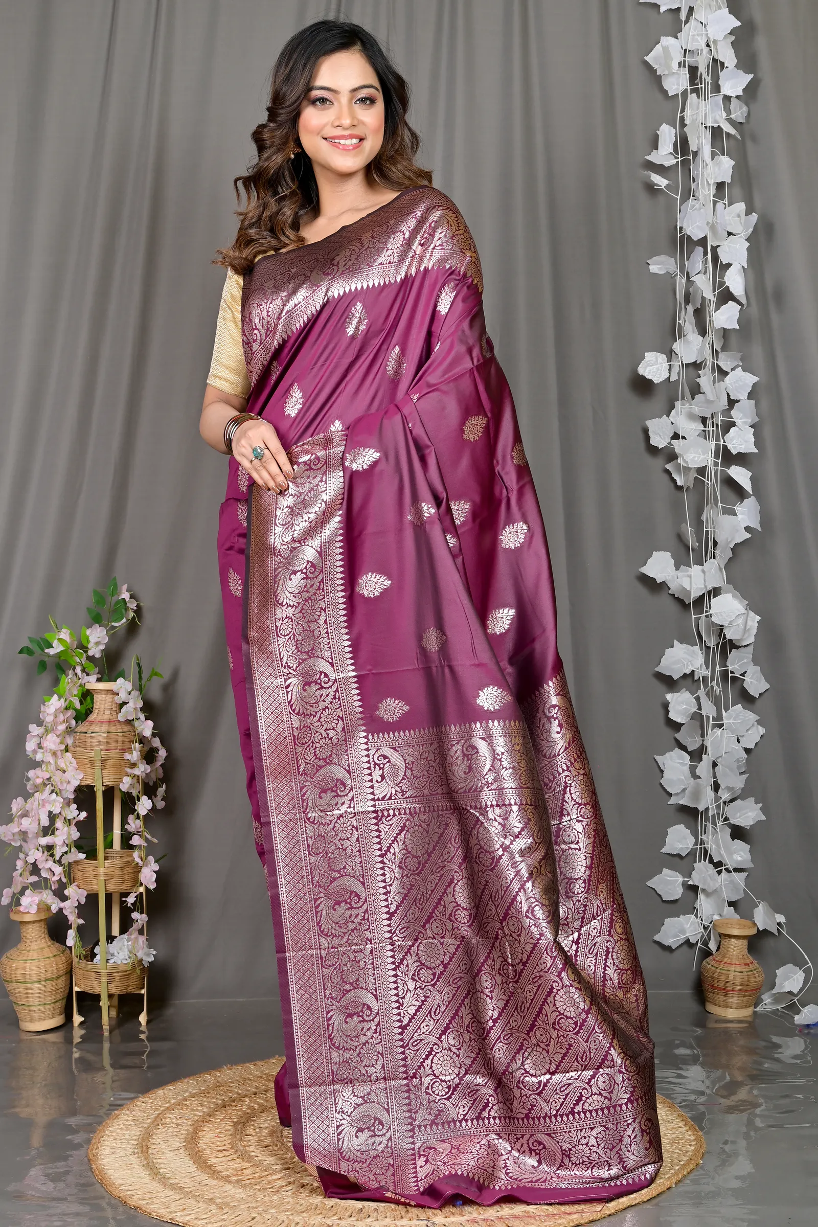 DipDiya Cotton Silk Maroon Paromal Timeless Bengal Kathan Sarees