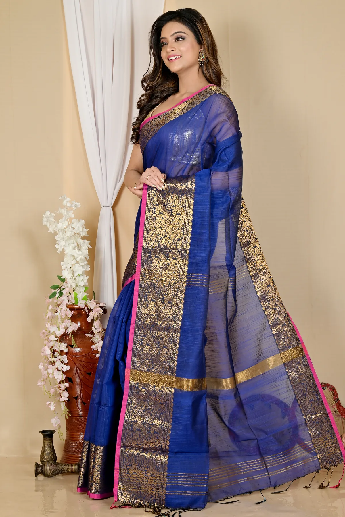 DipDiya Cotton Silk Naby Blue Asta Tradition in Every Thread Handloom Sarees
