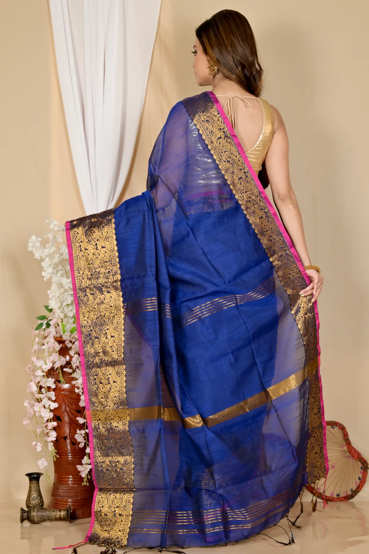 DipDiya Cotton Silk Naby Blue Asta Tradition in Every Thread Handloom Sarees