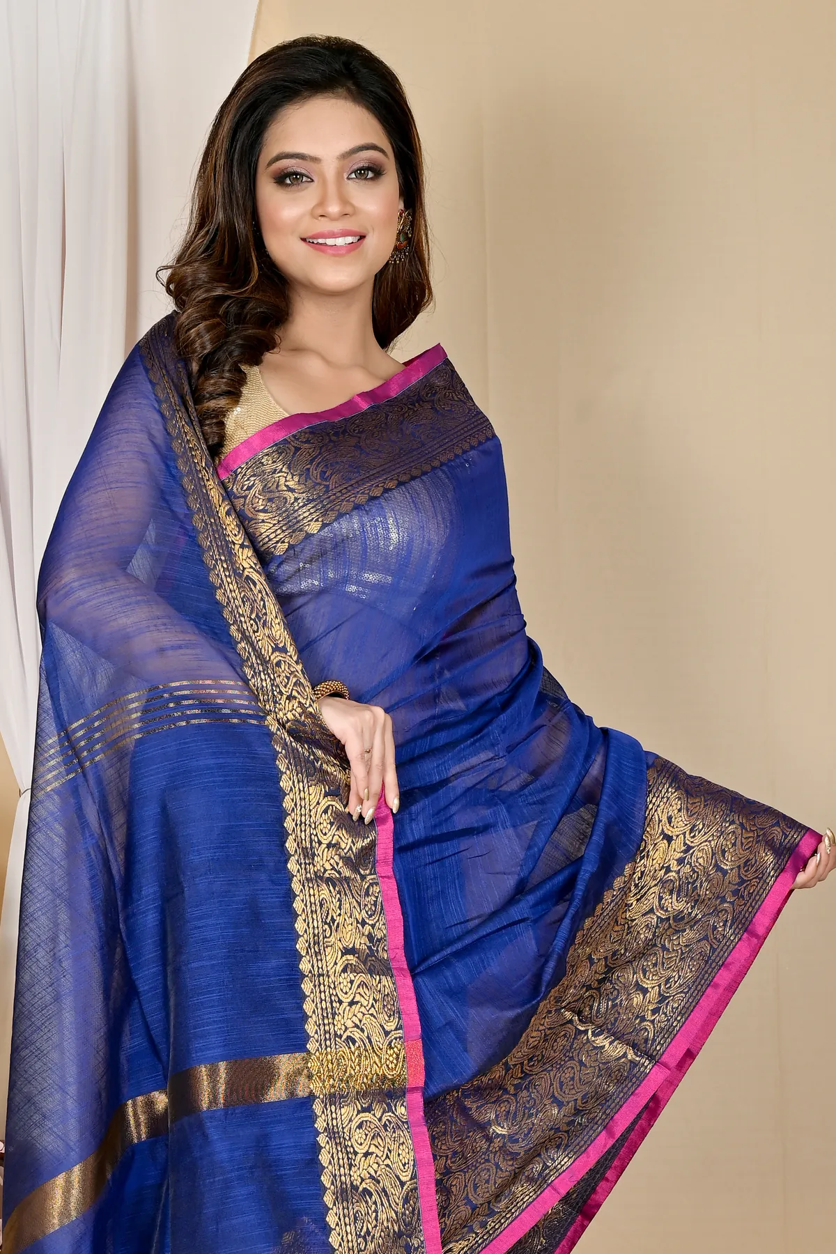 DipDiya Cotton Silk Naby Blue Asta Tradition in Every Thread Handloom Sarees