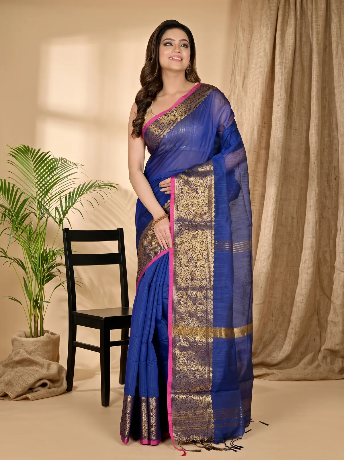 DipDiya Cotton Silk Naby Blue Asta Tradition in Every Thread Handloom Sarees