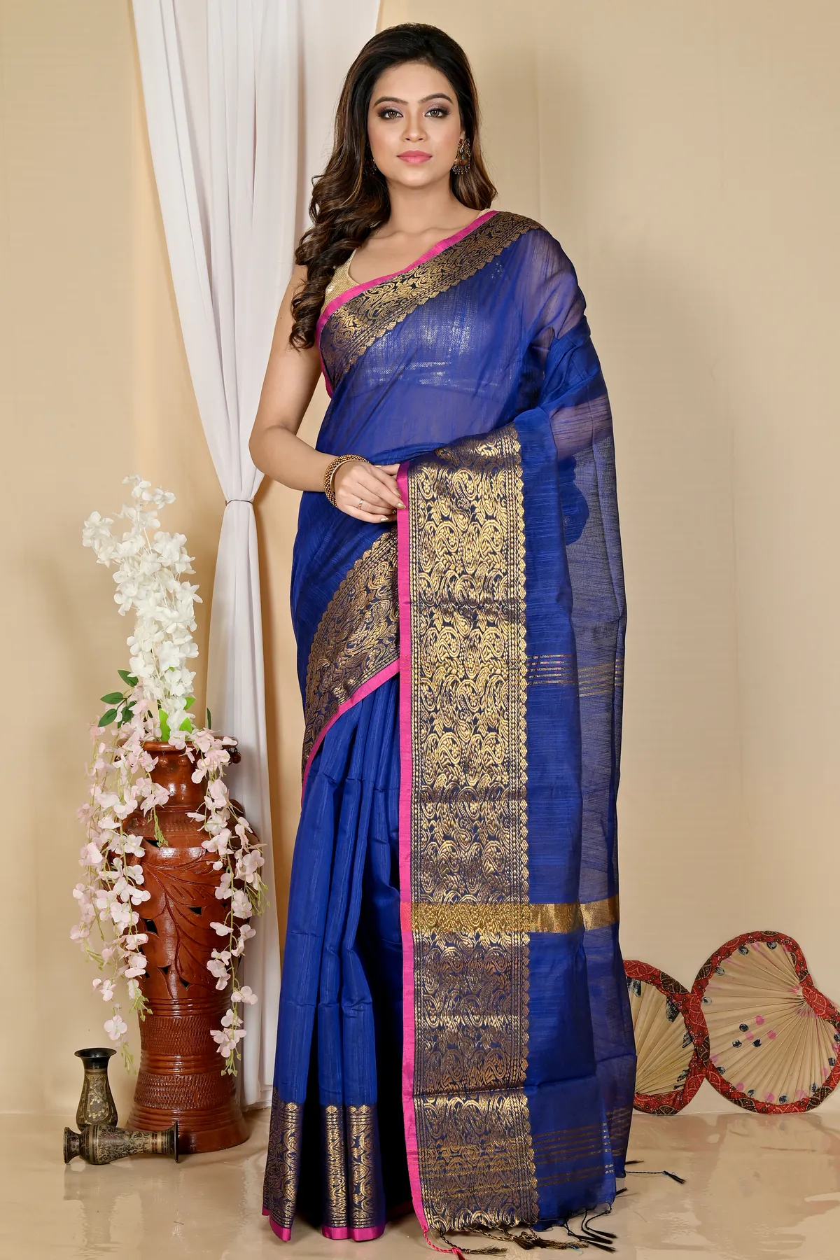 DipDiya Cotton Silk Naby Blue Asta Tradition in Every Thread Handloom Sarees