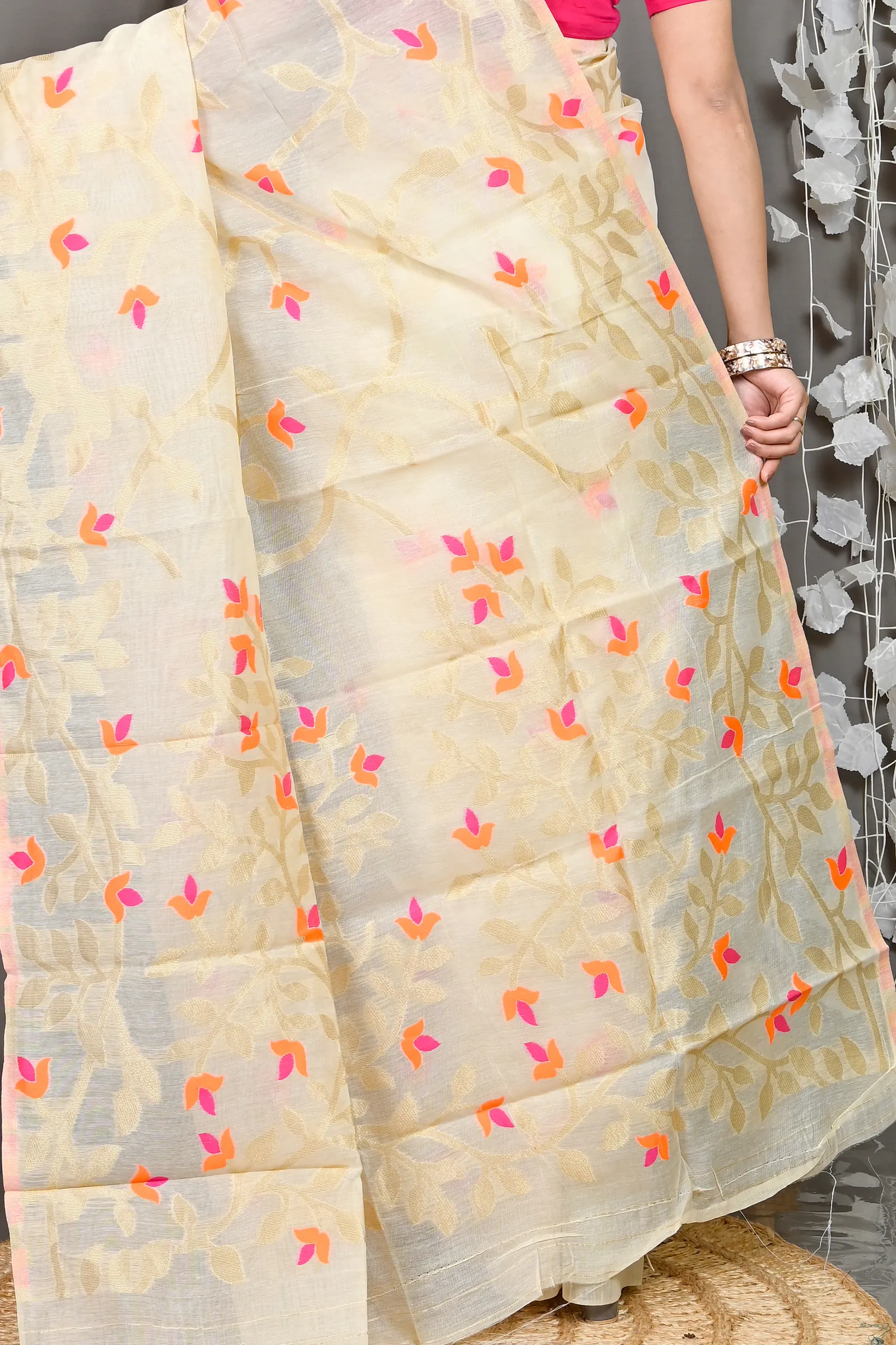 DipDiya Cotton Silk Off White Parmix Elegant by Tradition Handloom Sarees