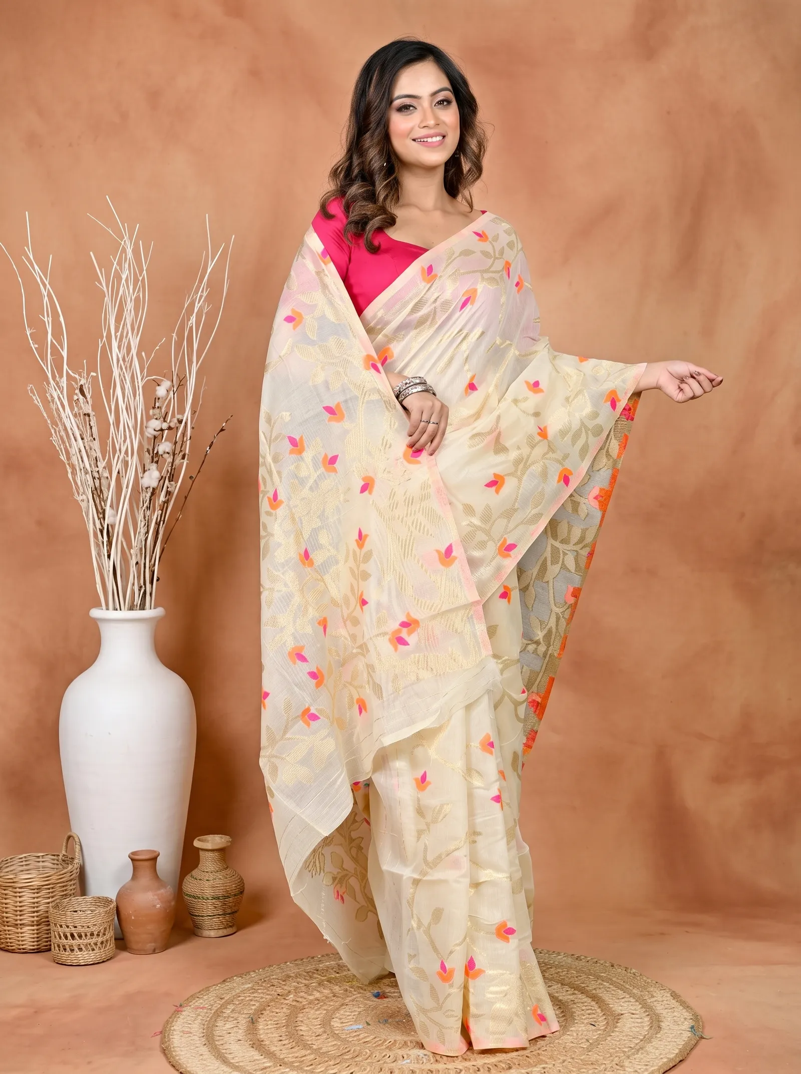 DipDiya Cotton Silk Off White Parmix Elegant by Tradition Handloom Sarees