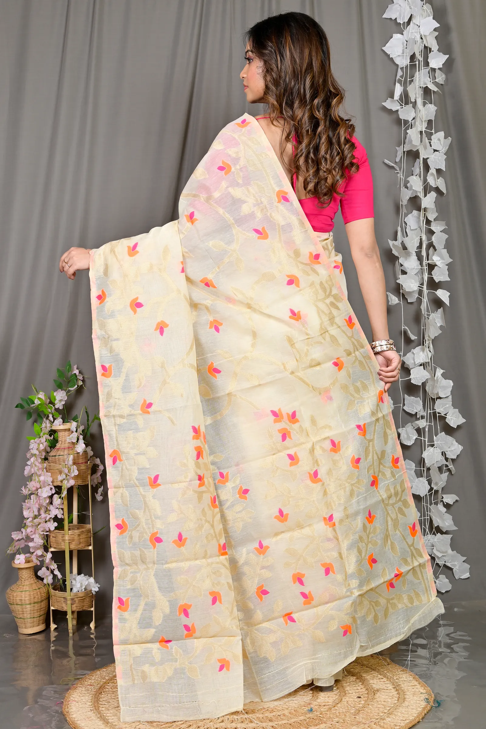 DipDiya Cotton Silk Off White Parmix Elegant by Tradition Handloom Sarees
